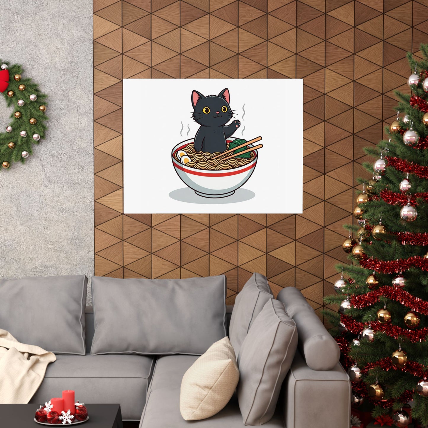 Cute Cat Noodle Poster - Matte Horizontal Wall Art