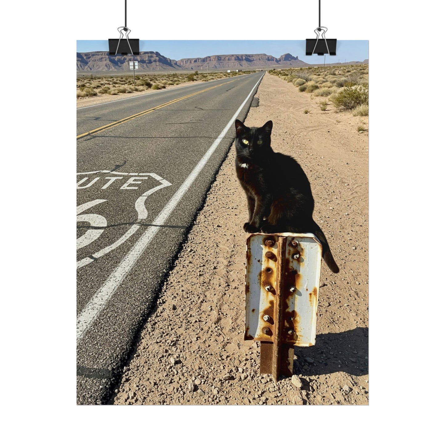 Cat on sign rusty Poster - Fun Wall Art for Animal Lovers
