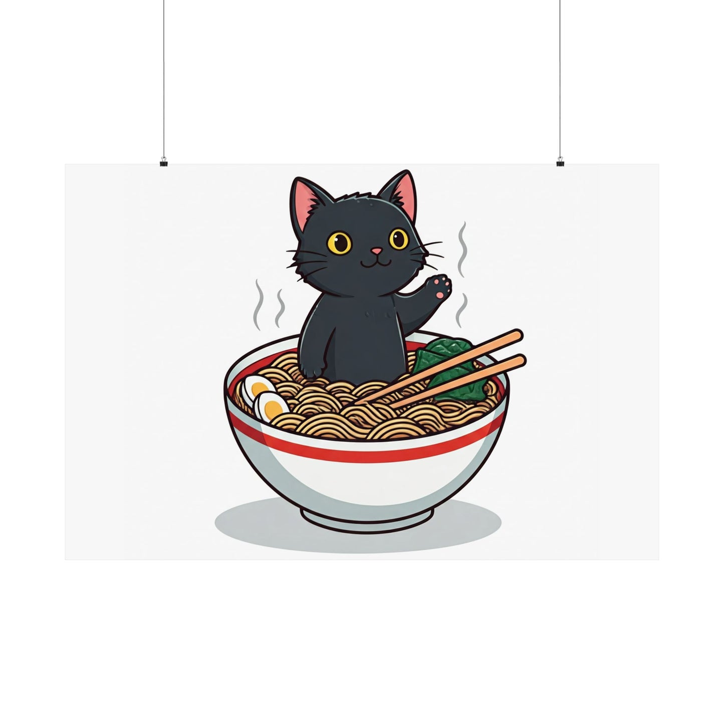 Cute Cat Noodle Poster - Matte Horizontal Wall Art