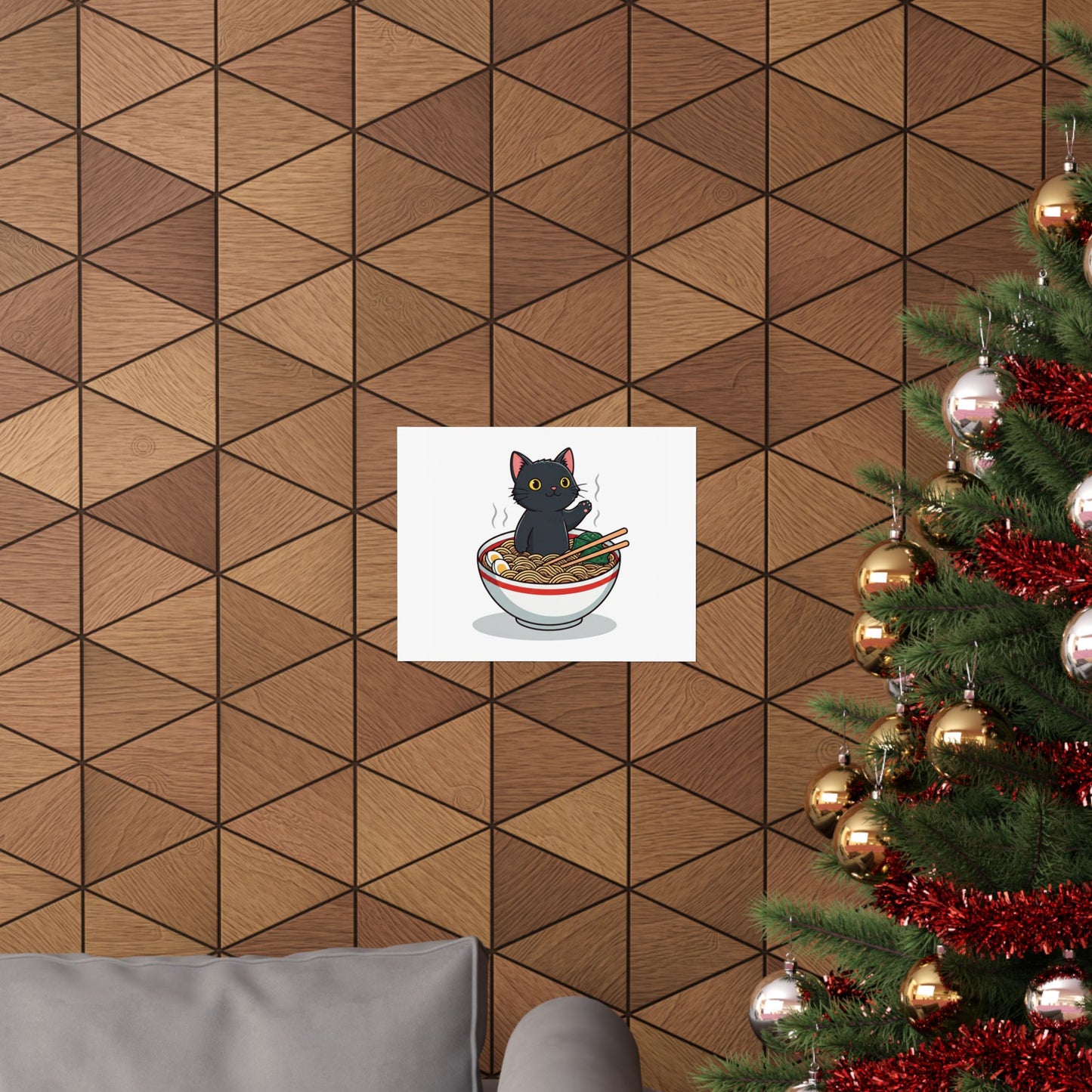 Cute Cat Noodle Poster - Matte Horizontal Wall Art