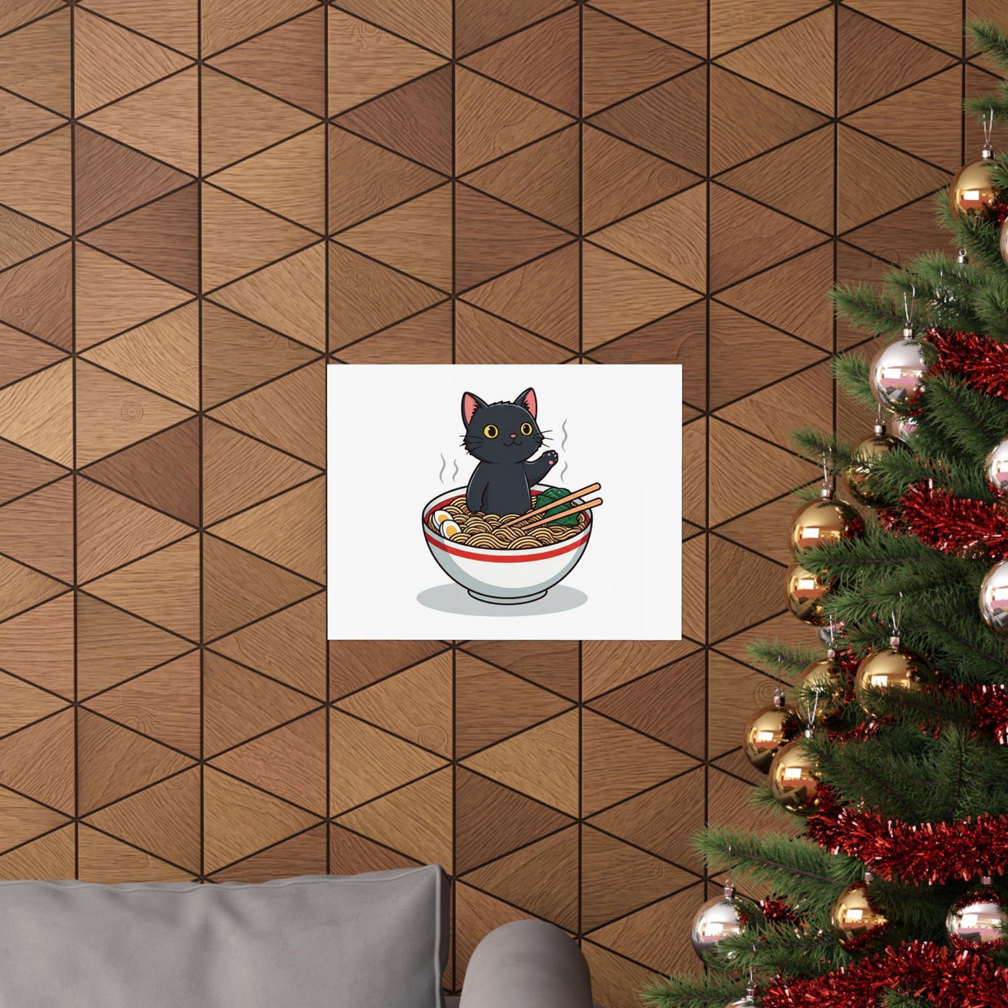 Cute Cat Noodle Poster - Matte Horizontal Wall Art