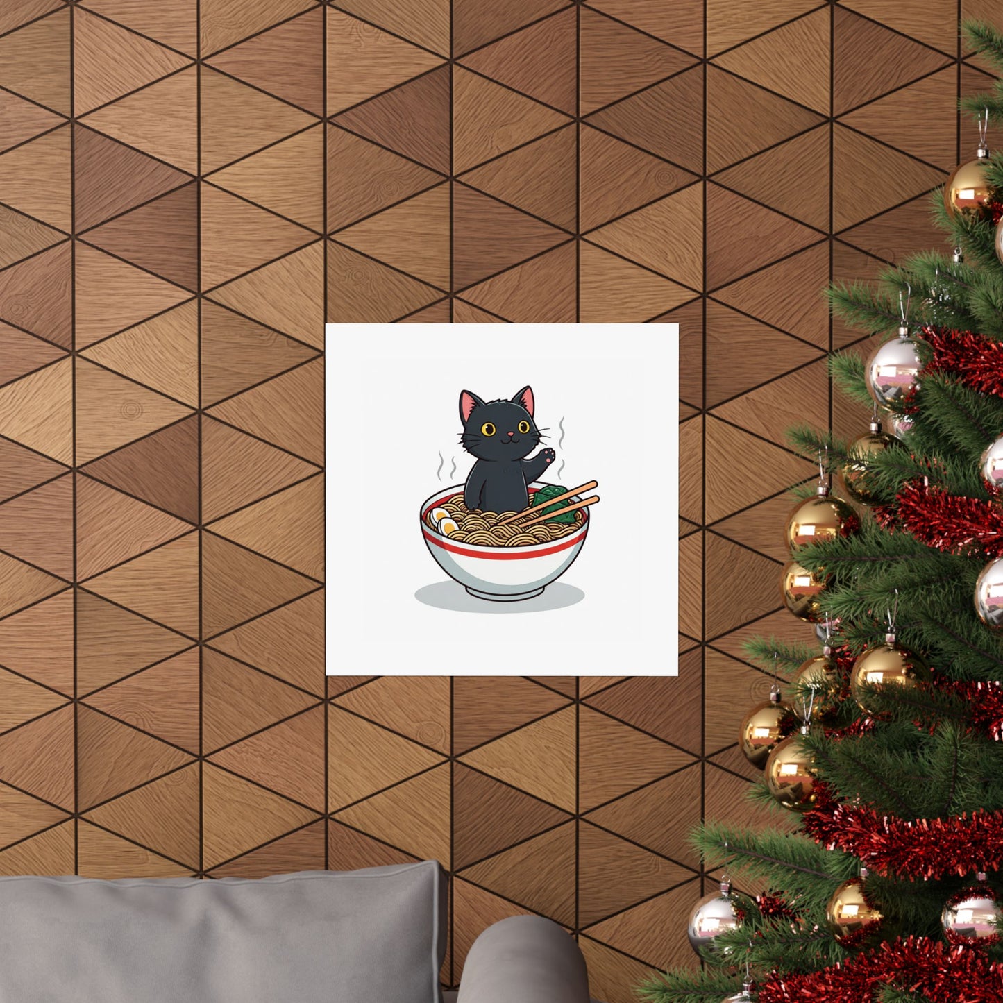 Cute Cat Noodle Poster - Matte Horizontal Wall Art