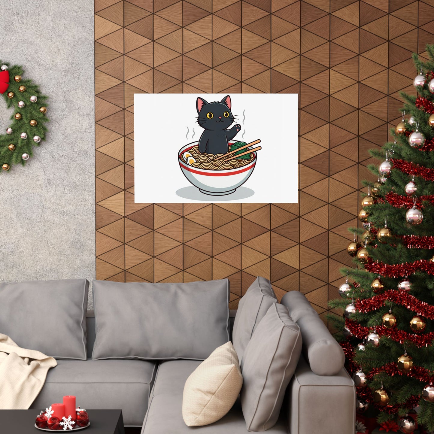 Cute Cat Noodle Poster - Matte Horizontal Wall Art