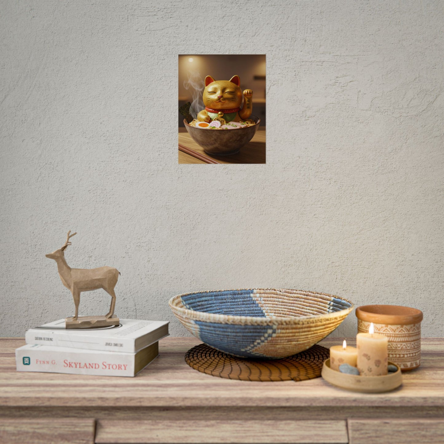 Cool Gold ramen lucky cat Poster - Fun Wall Art for Animal Lovers