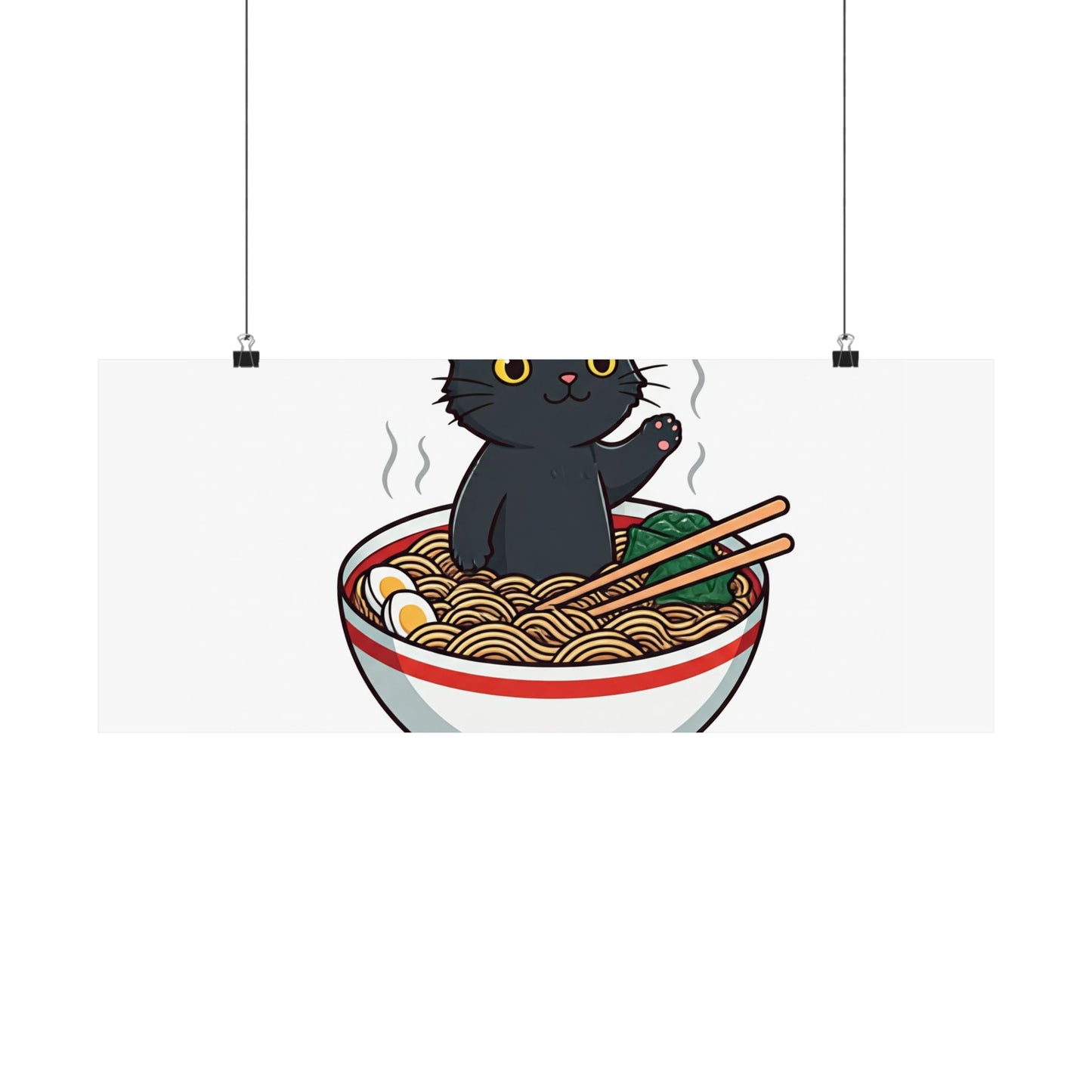 Cute Cat Noodle Poster - Matte Horizontal Wall Art