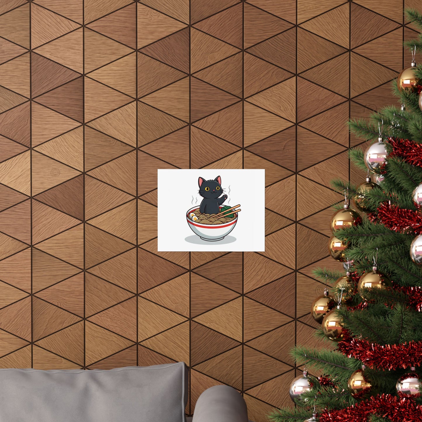 Cute Cat Noodle Poster - Matte Horizontal Wall Art