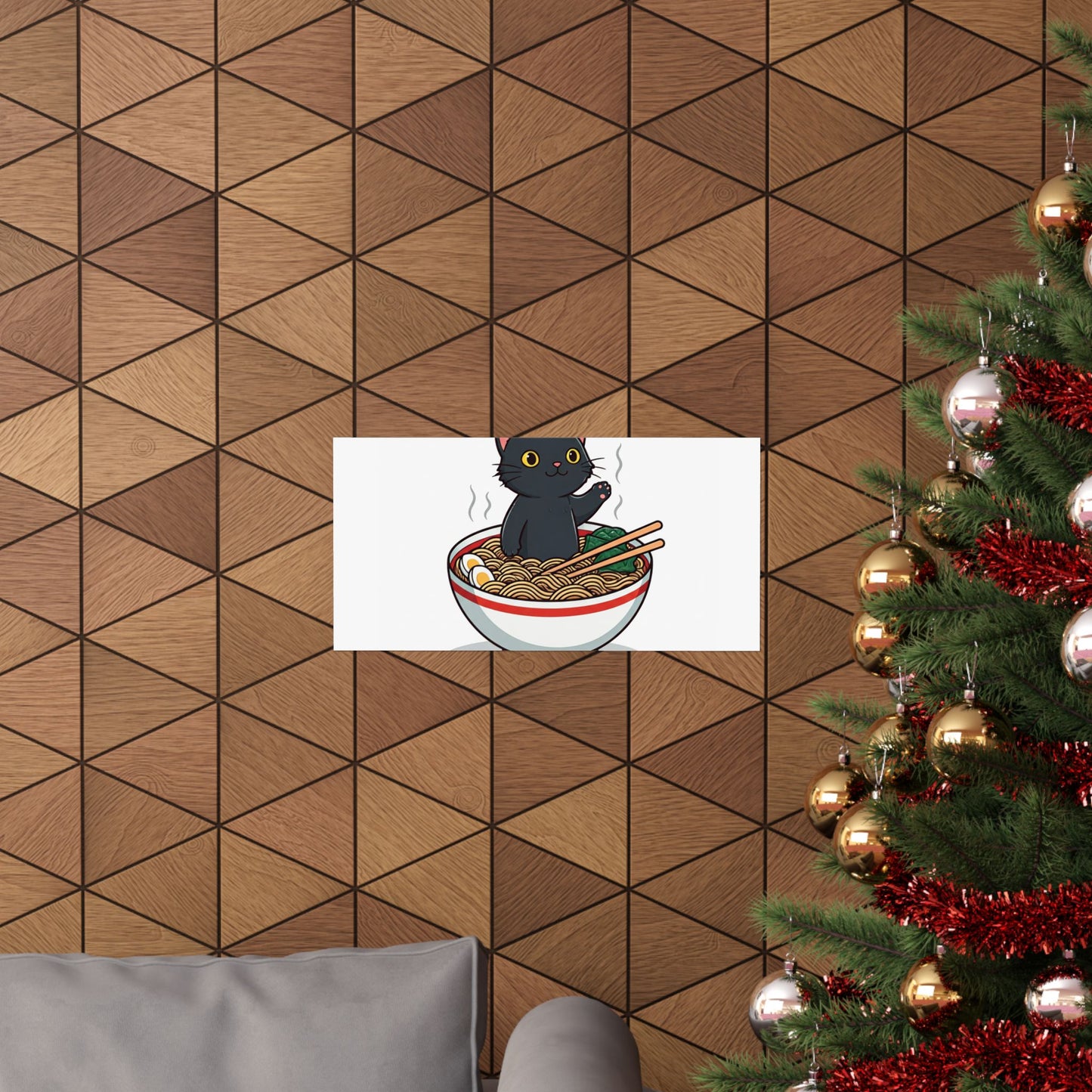 Cute Cat Noodle Poster - Matte Horizontal Wall Art
