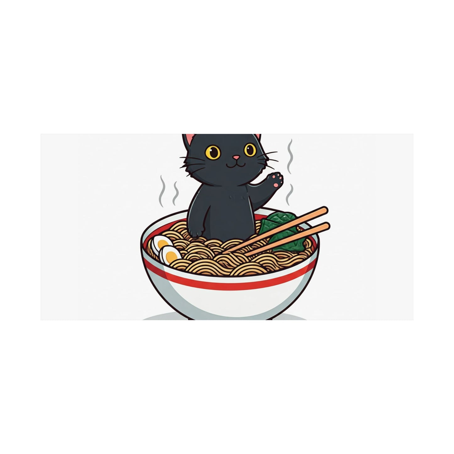 black cat in a bowl of ramen noodles.
