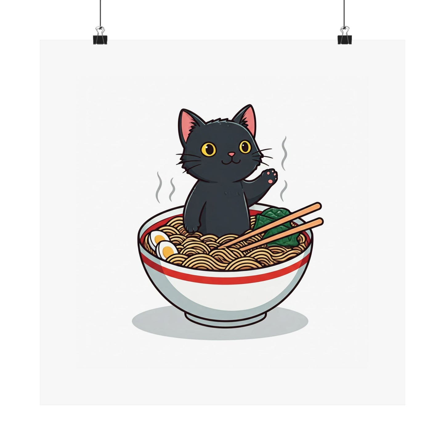 Cute Cat Noodle Poster - Matte Horizontal Wall Art