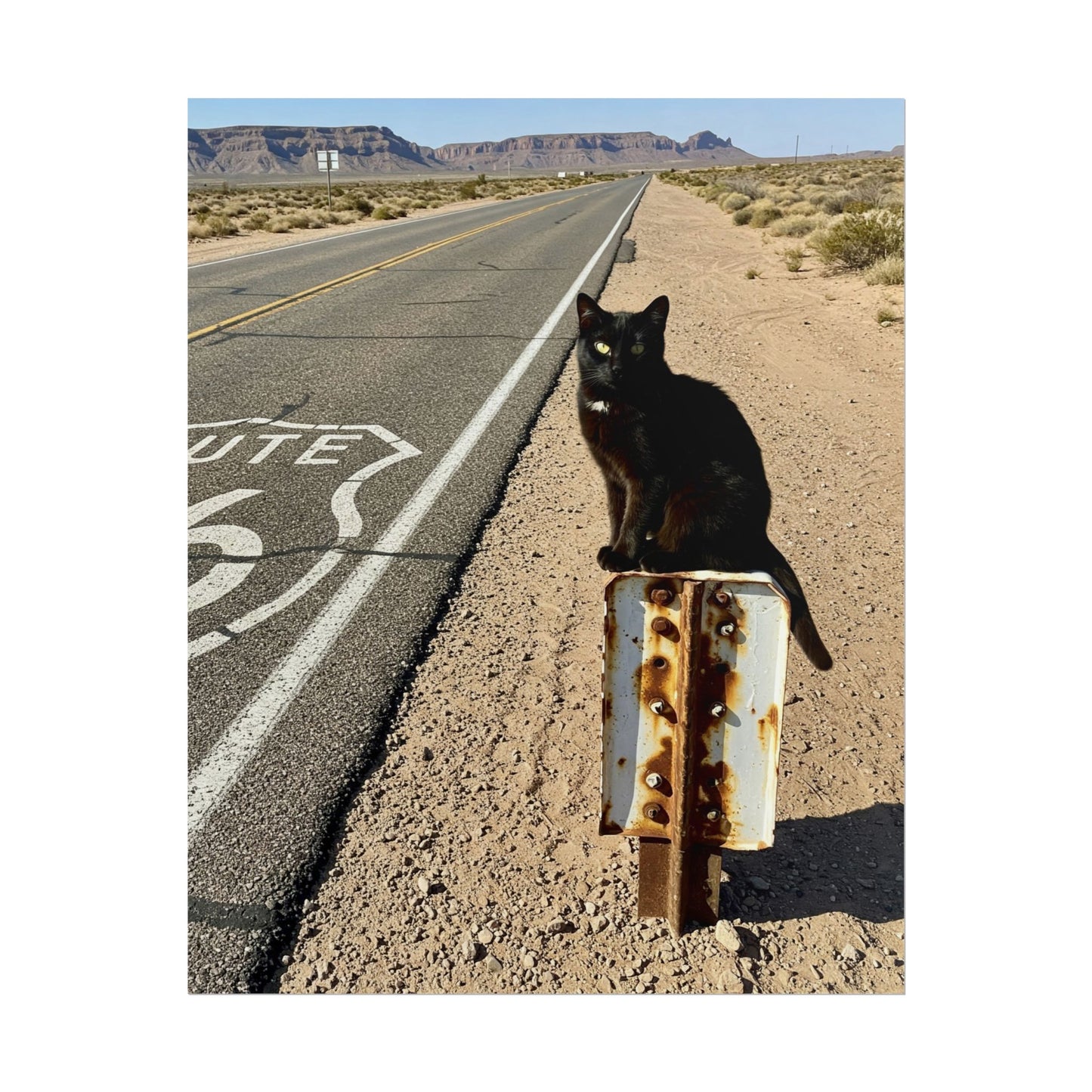 Cat on sign rusty Poster - Fun Wall Art for Animal Lovers