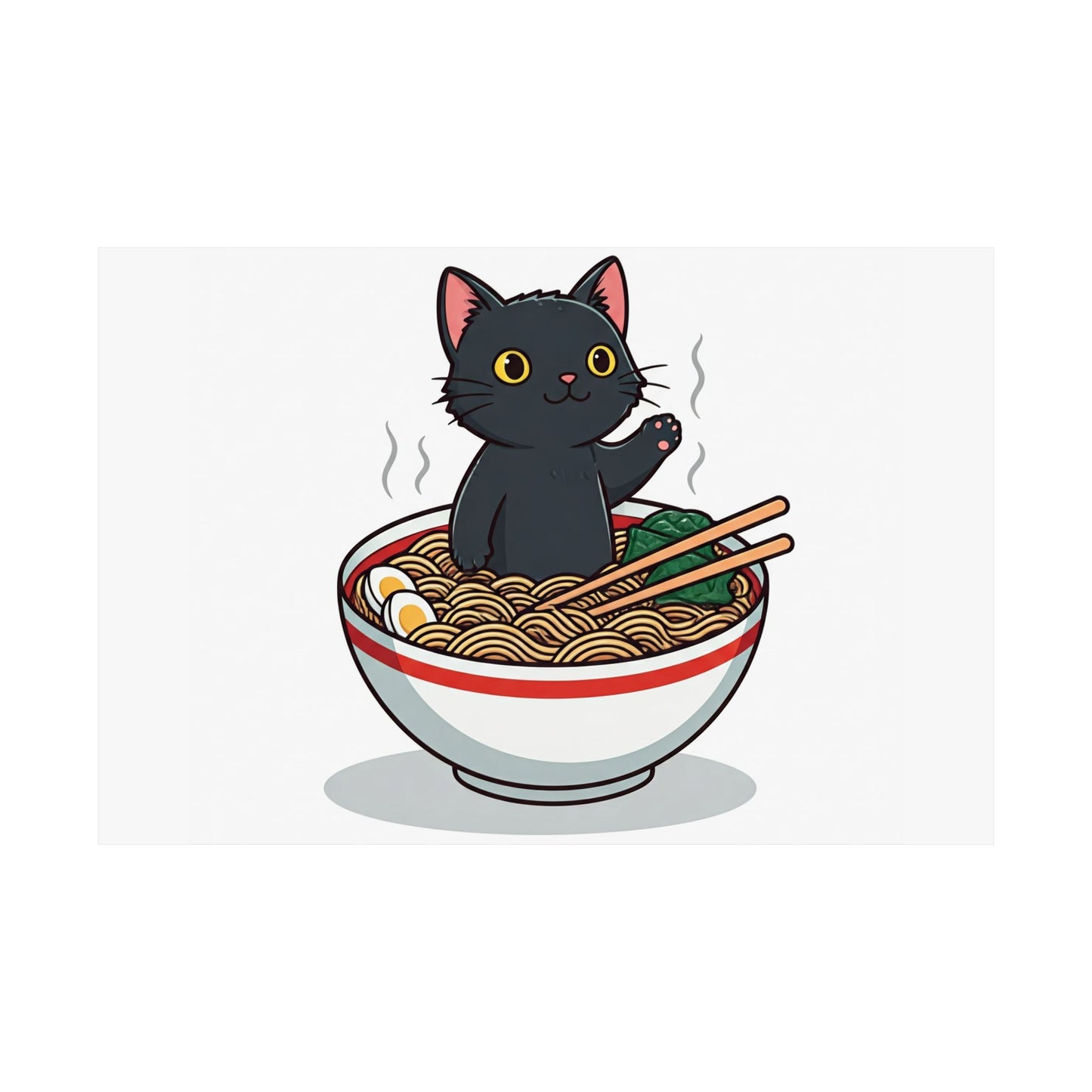 Cute Cat Noodle Poster - Matte Horizontal Wall Art