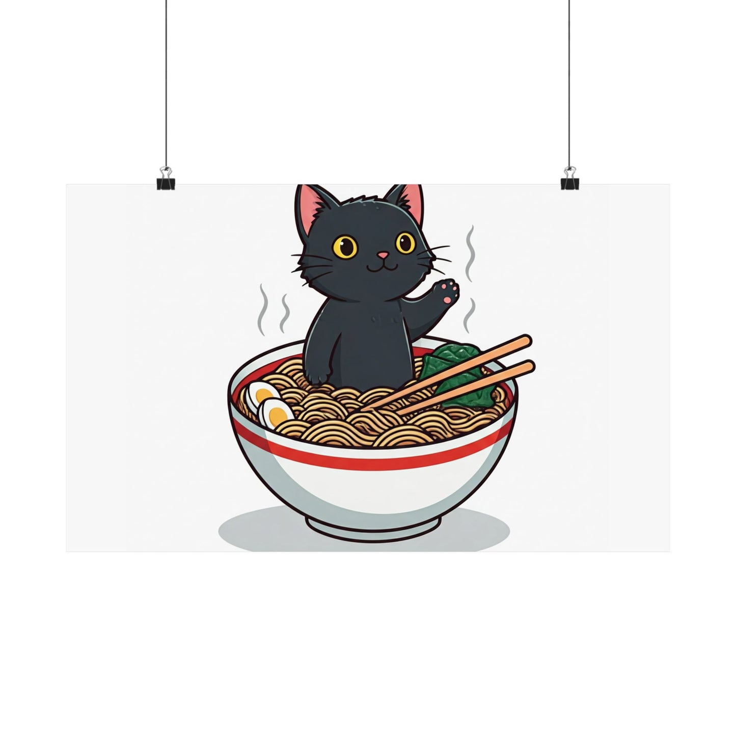 Cute Cat Noodle Poster - Matte Horizontal Wall Art