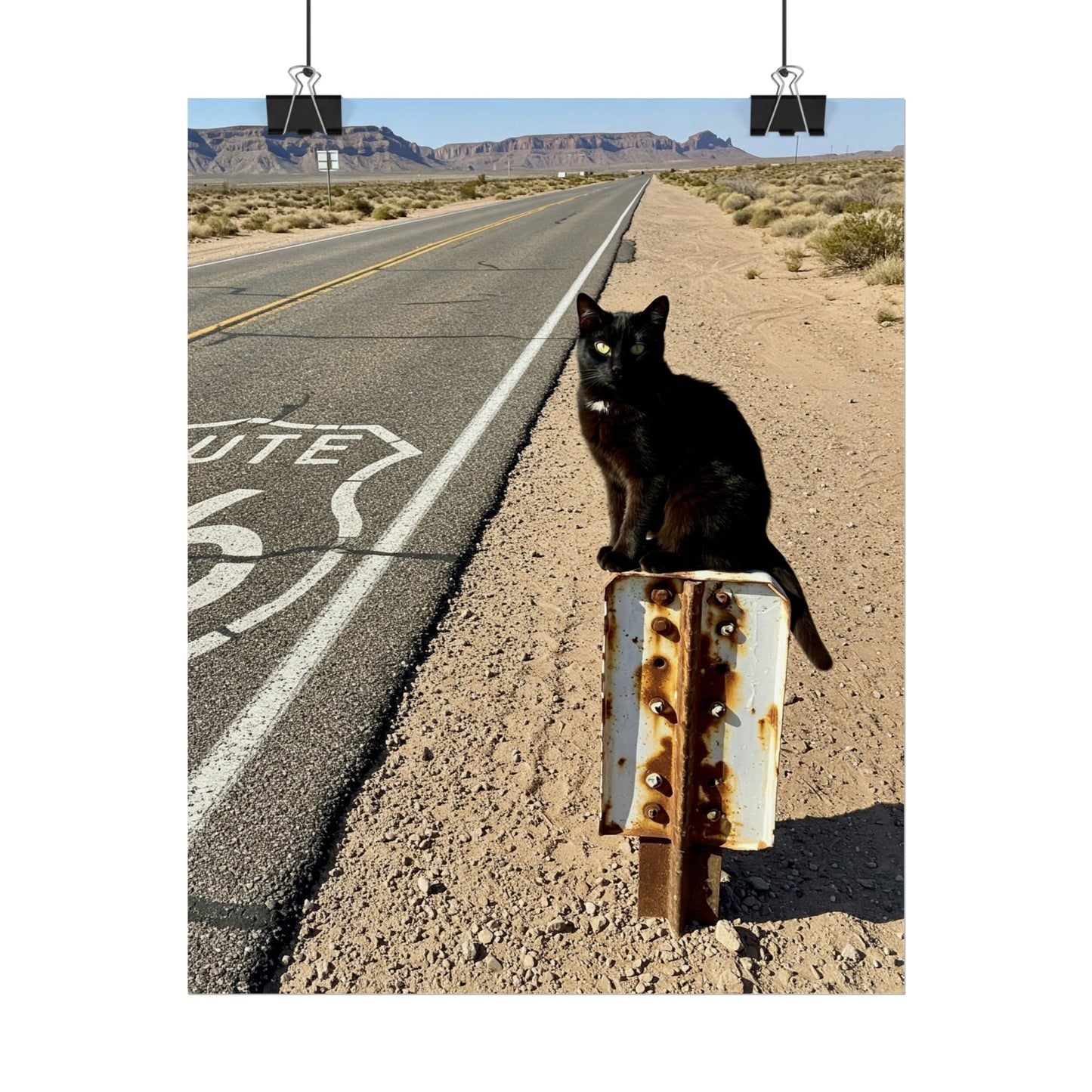 Cat on sign rusty Poster - Fun Wall Art for Animal Lovers
