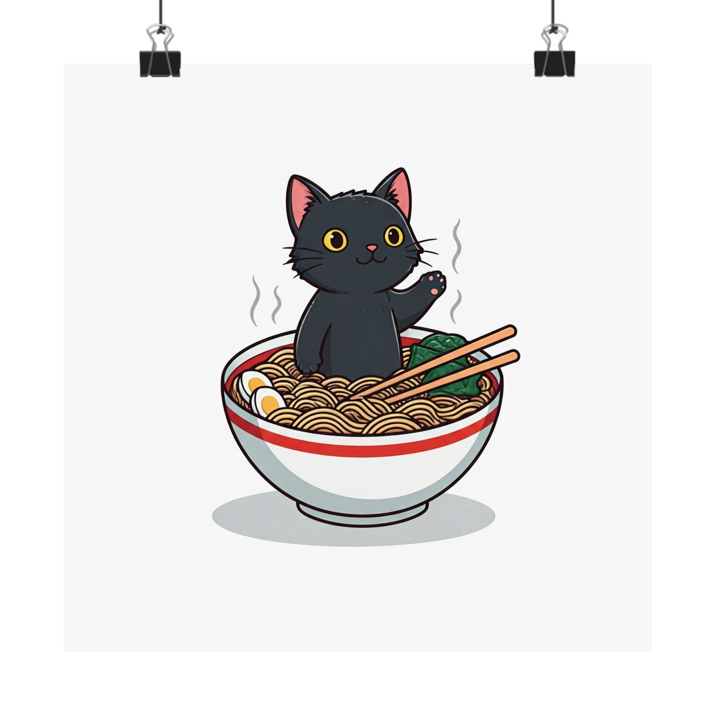 Cute Cat Noodle Poster - Matte Horizontal Wall Art