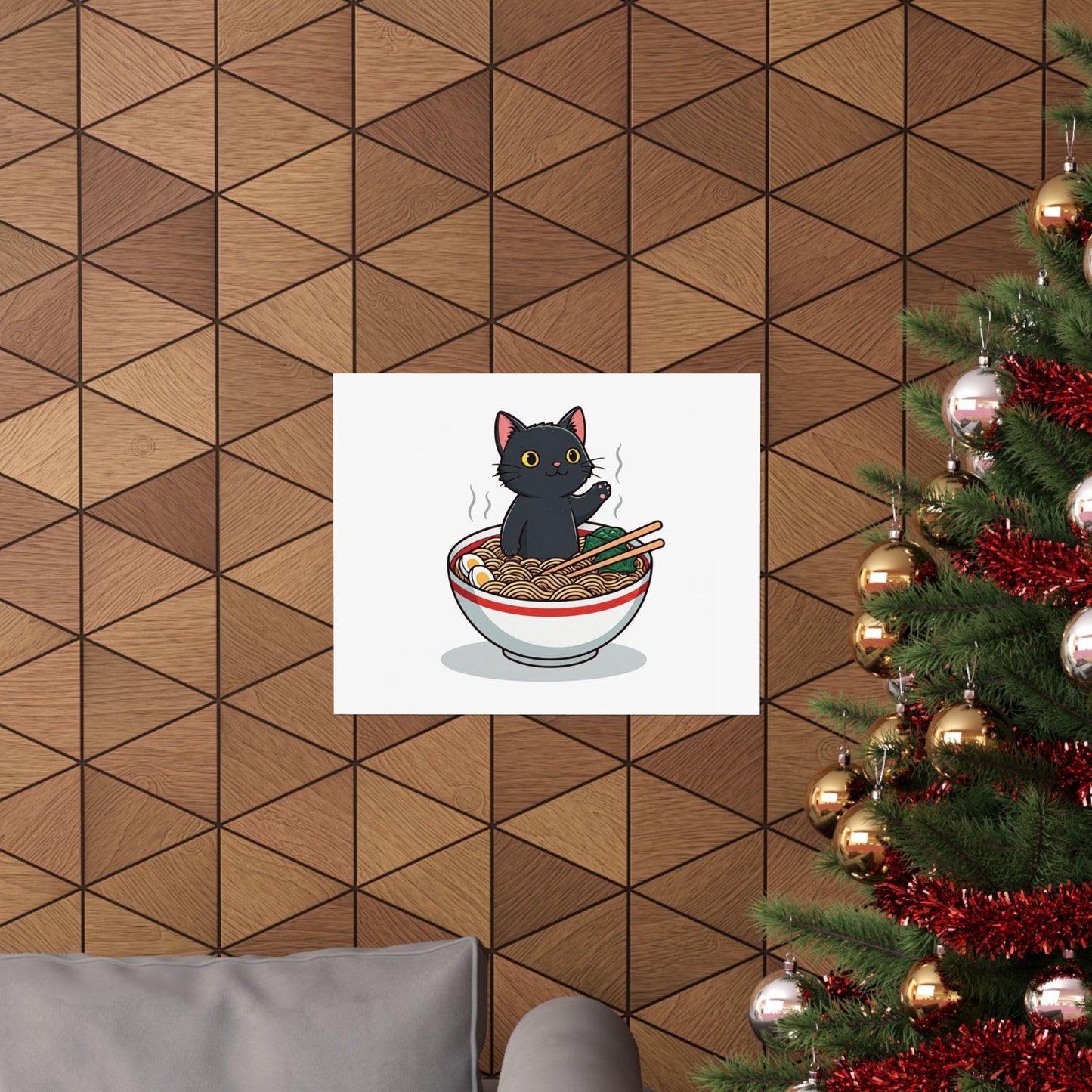 Cute Cat Noodle Poster - Matte Horizontal Wall Art