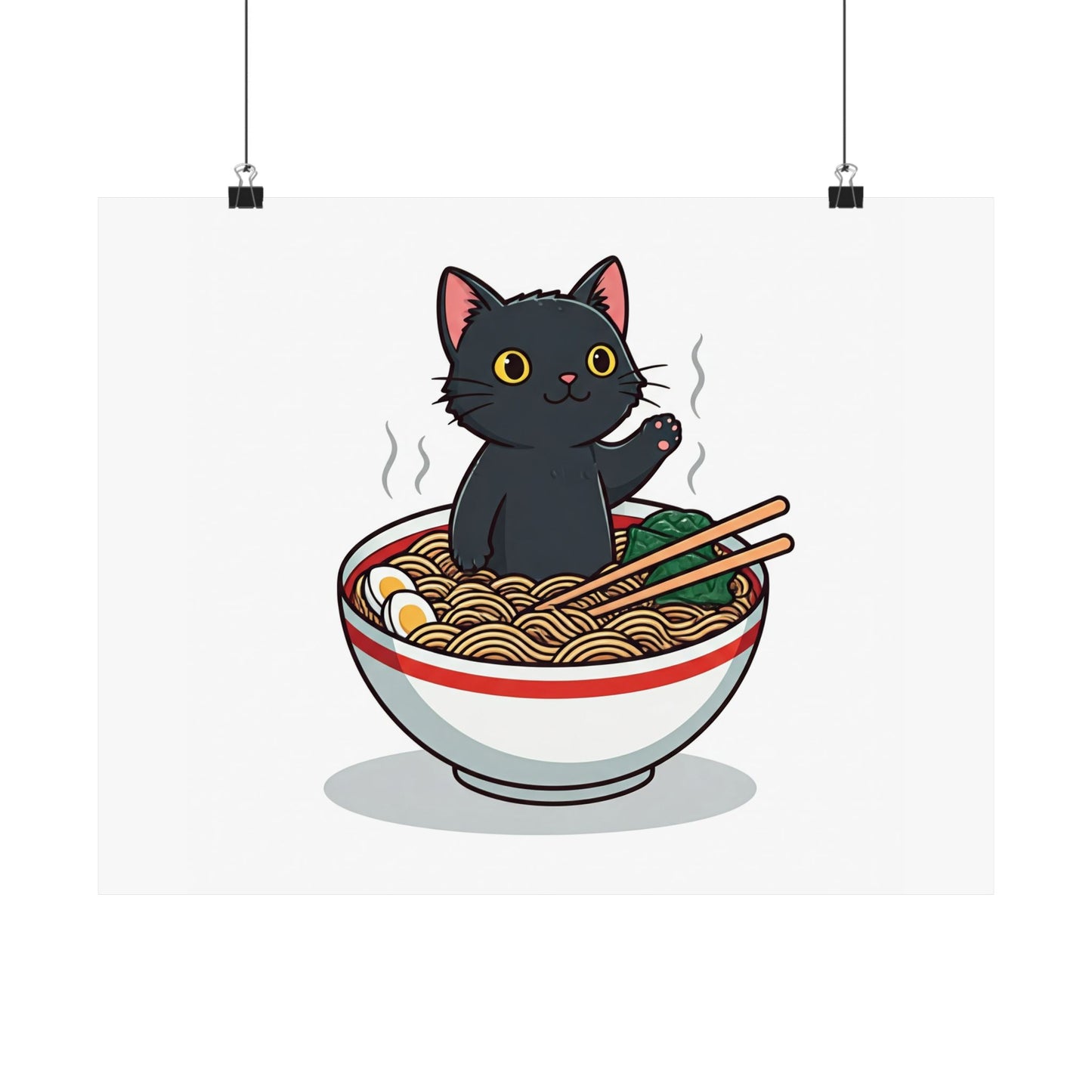 Cute Cat Noodle Poster - Matte Horizontal Wall Art