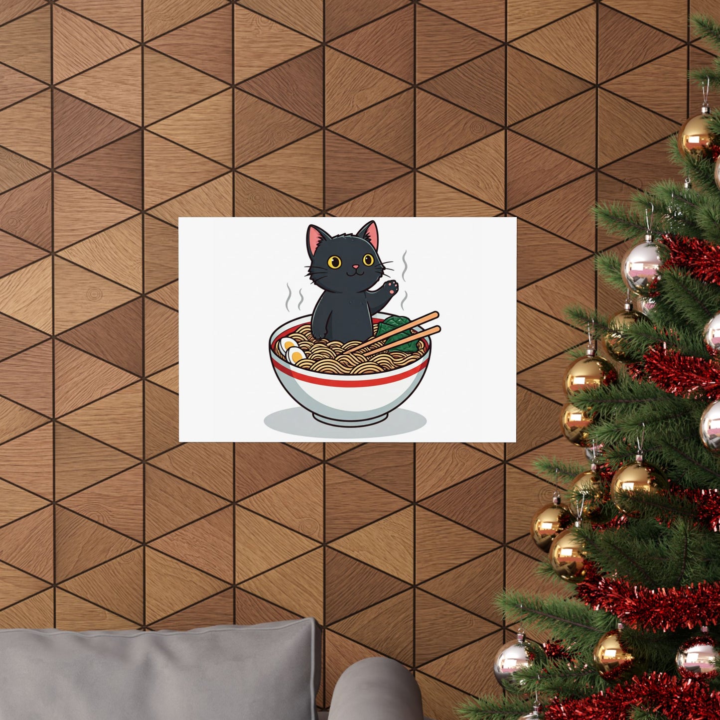 Cute Cat Noodle Poster - Matte Horizontal Wall Art