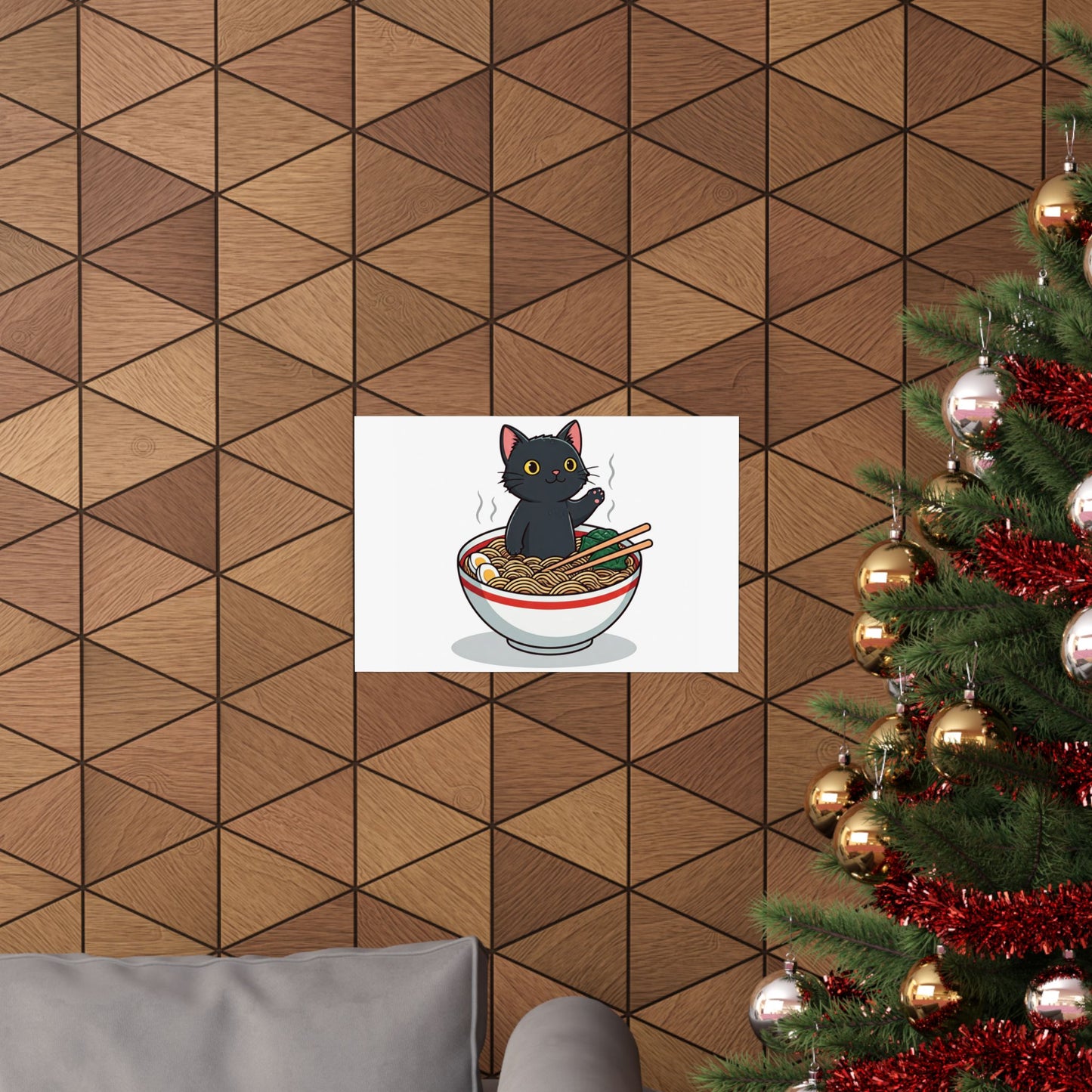 Cute Cat Noodle Poster - Matte Horizontal Wall Art