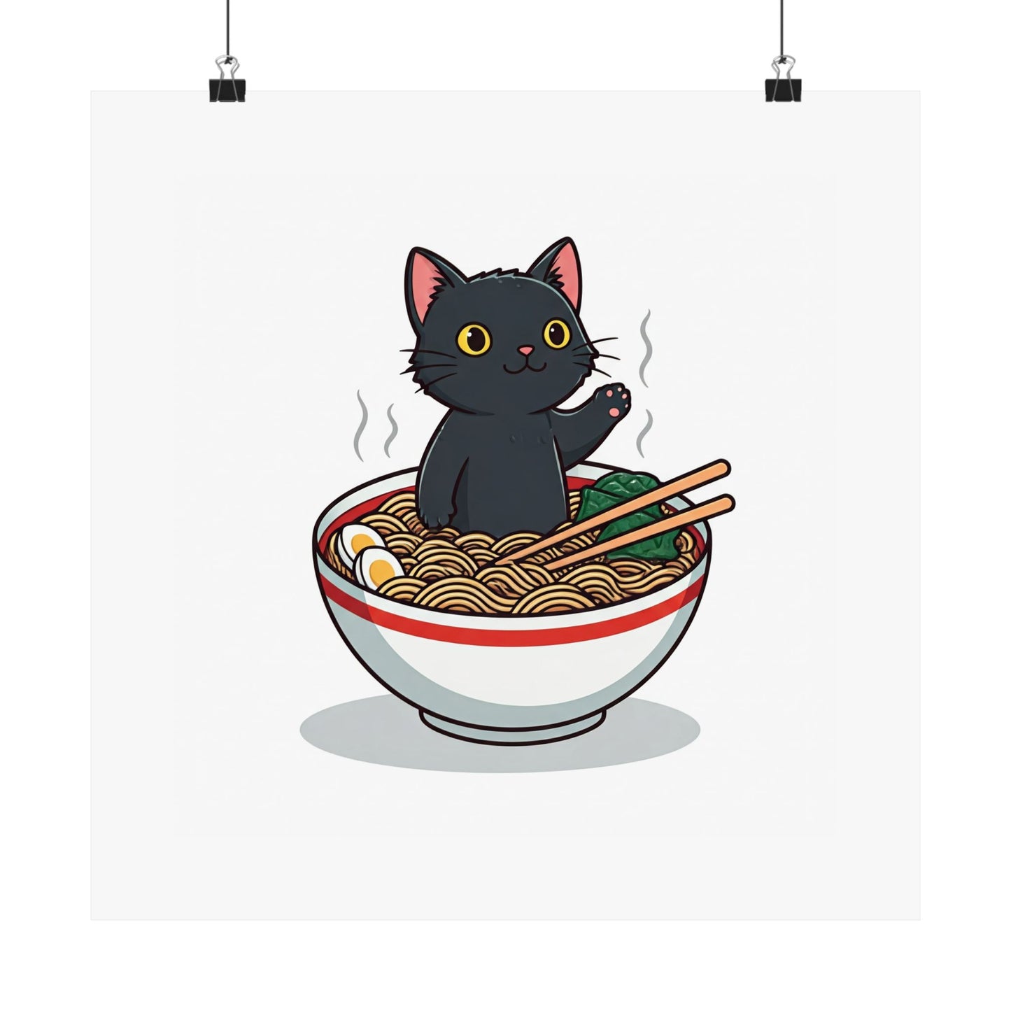 Cute Cat Noodle Poster - Matte Horizontal Wall Art