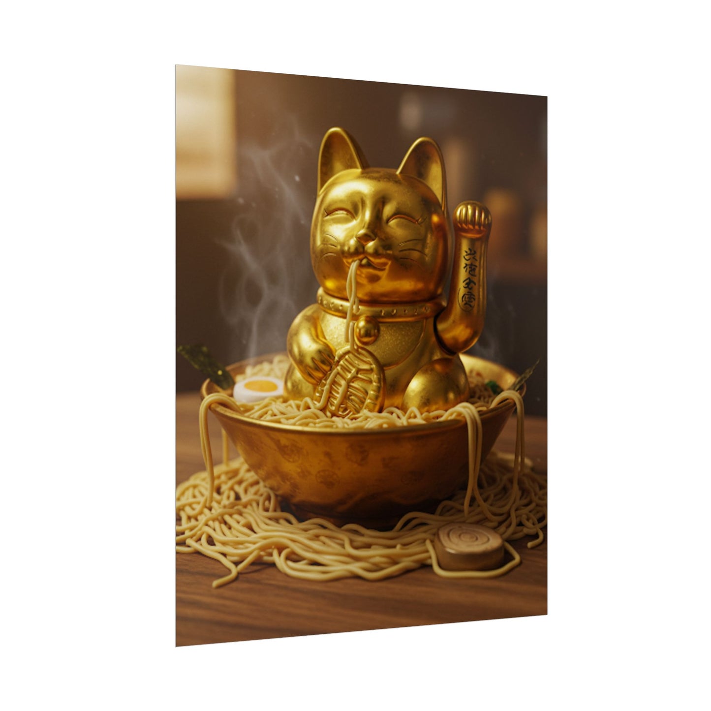 Golden cool noodles in mouth Poster - Fun Wall Art for Animal Lovers