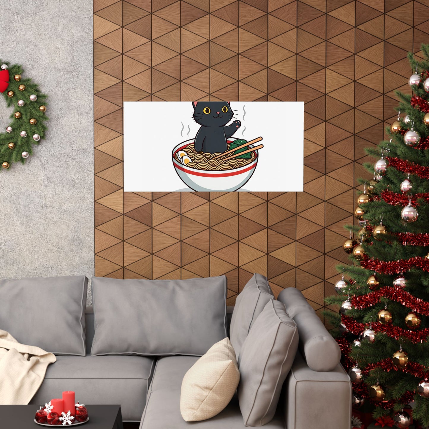 Cute Cat Noodle Poster - Matte Horizontal Wall Art