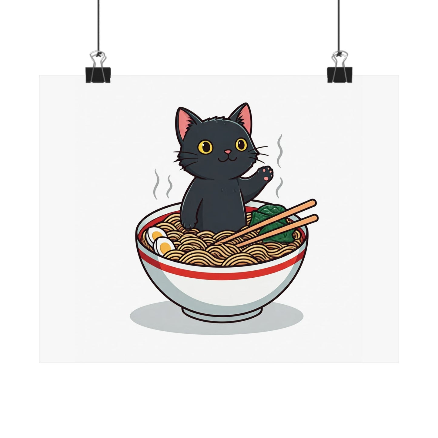 Cute Cat Noodle Poster - Matte Horizontal Wall Art