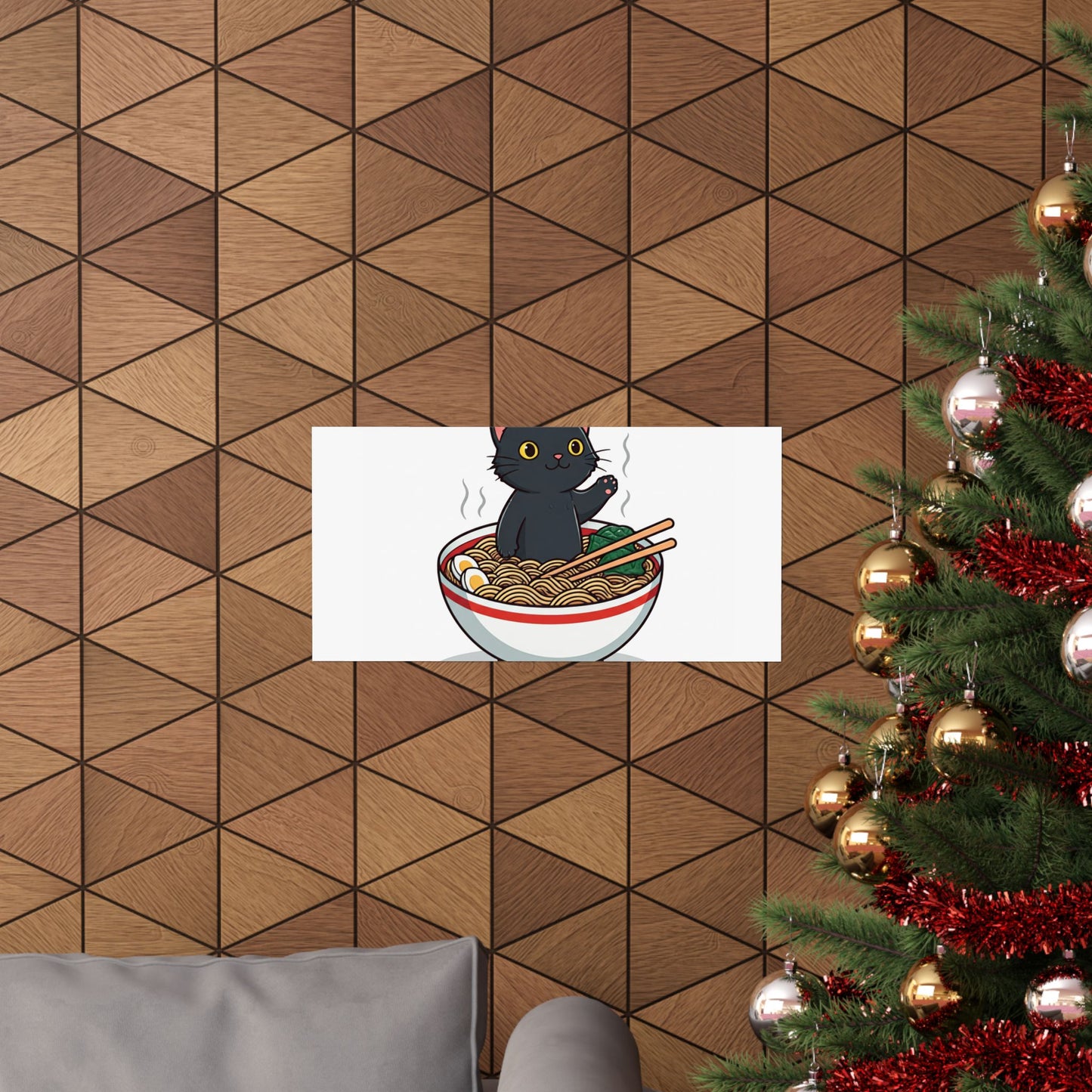 Cute Cat Noodle Poster - Matte Horizontal Wall Art