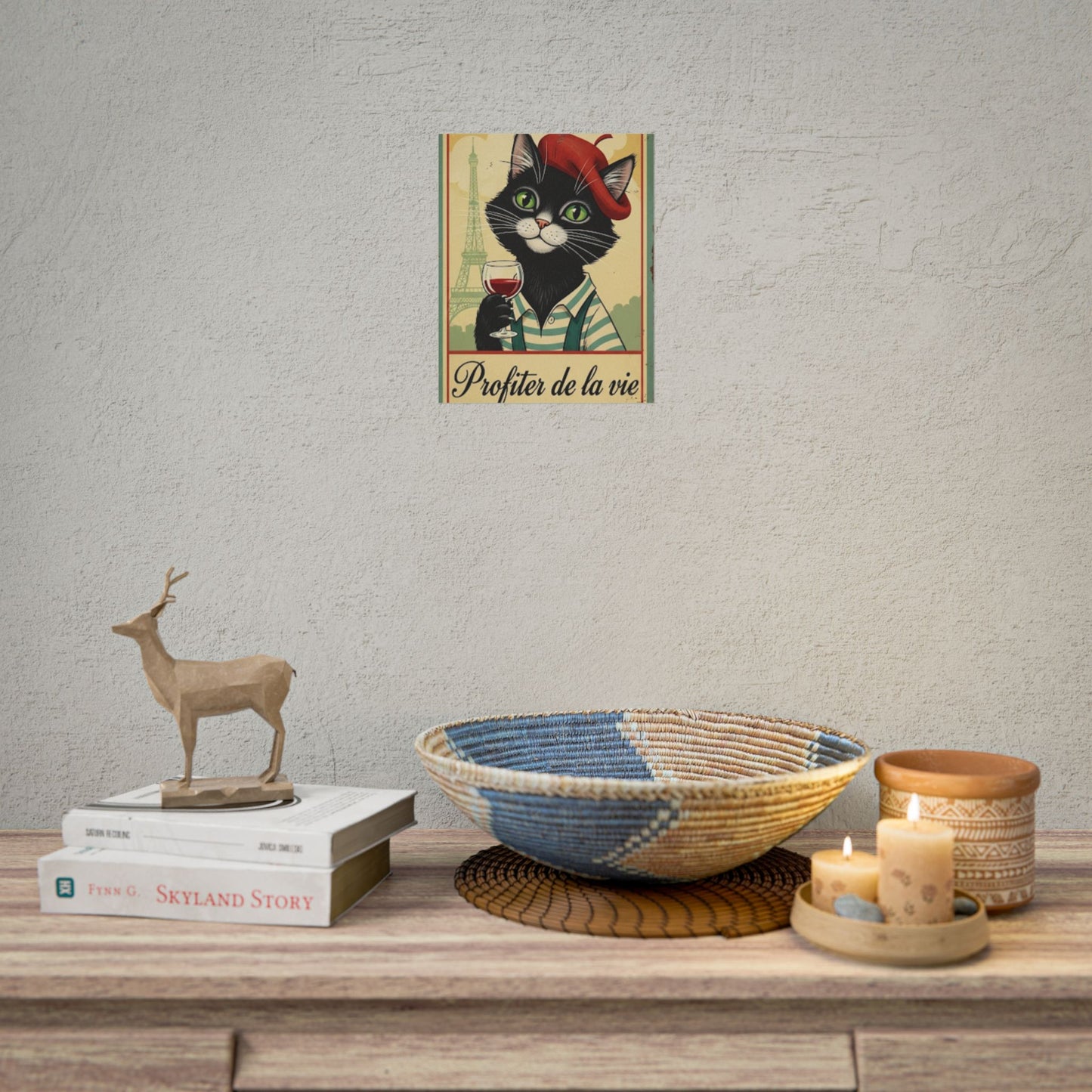 French black with beret and shirt cool Poster - Fun Wall Art for Animal Lovers