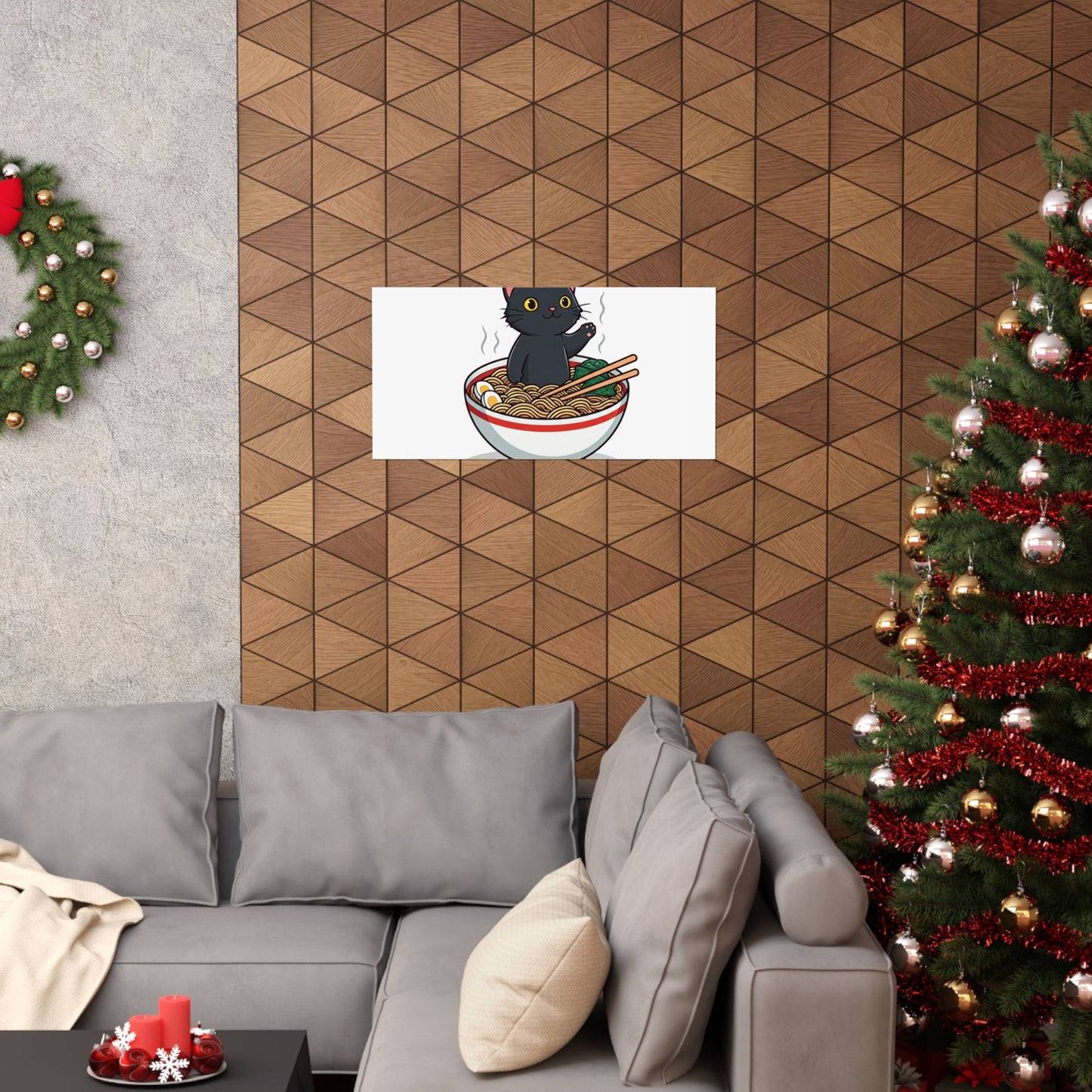 Cute Cat Noodle Poster - Matte Horizontal Wall Art