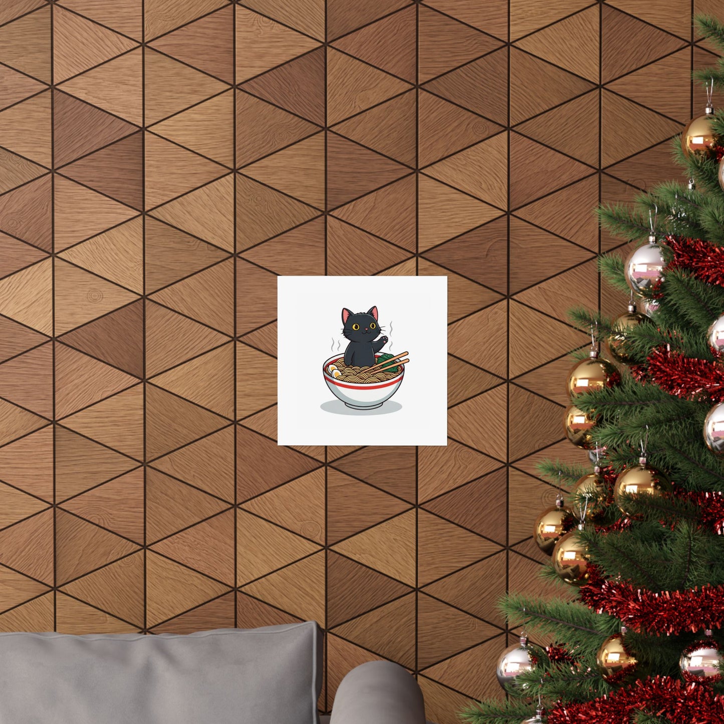 Cute Cat Noodle Poster - Matte Horizontal Wall Art