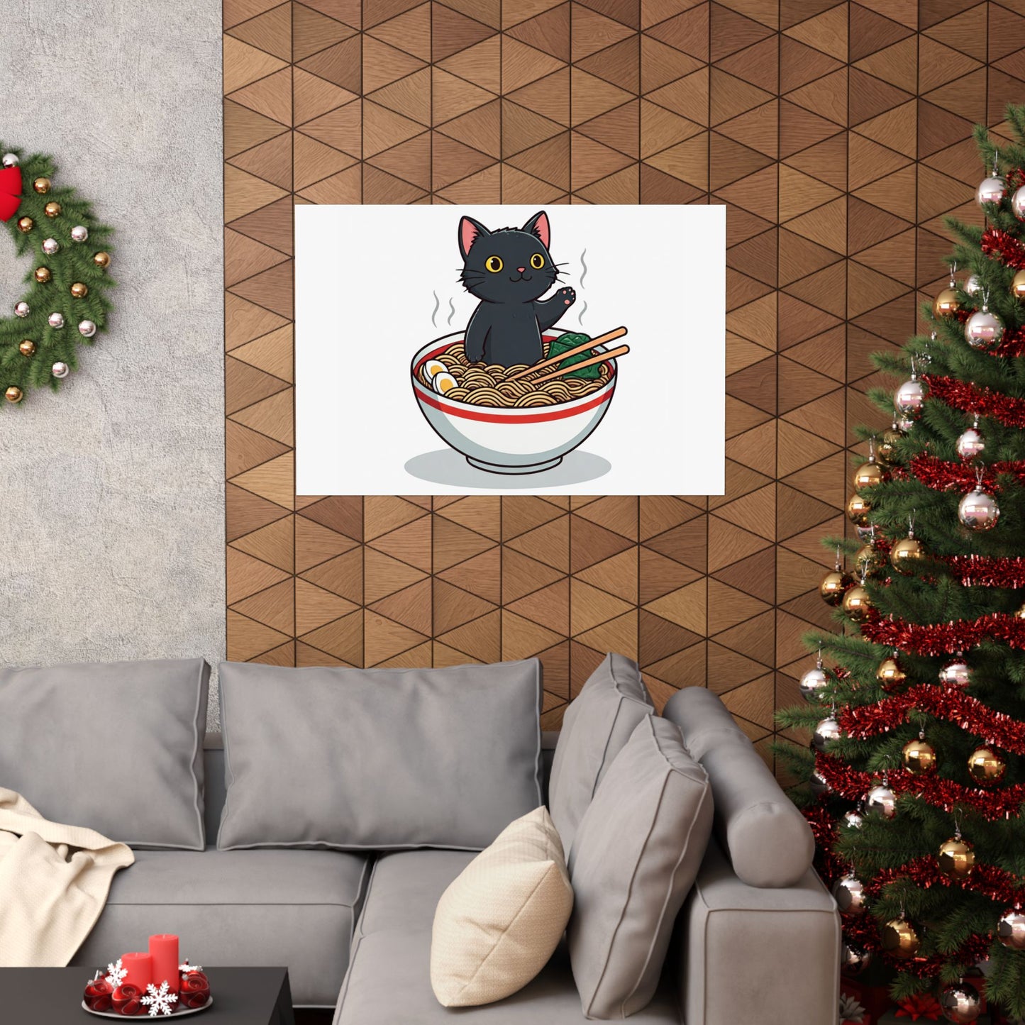 Cute Cat Noodle Poster - Matte Horizontal Wall Art