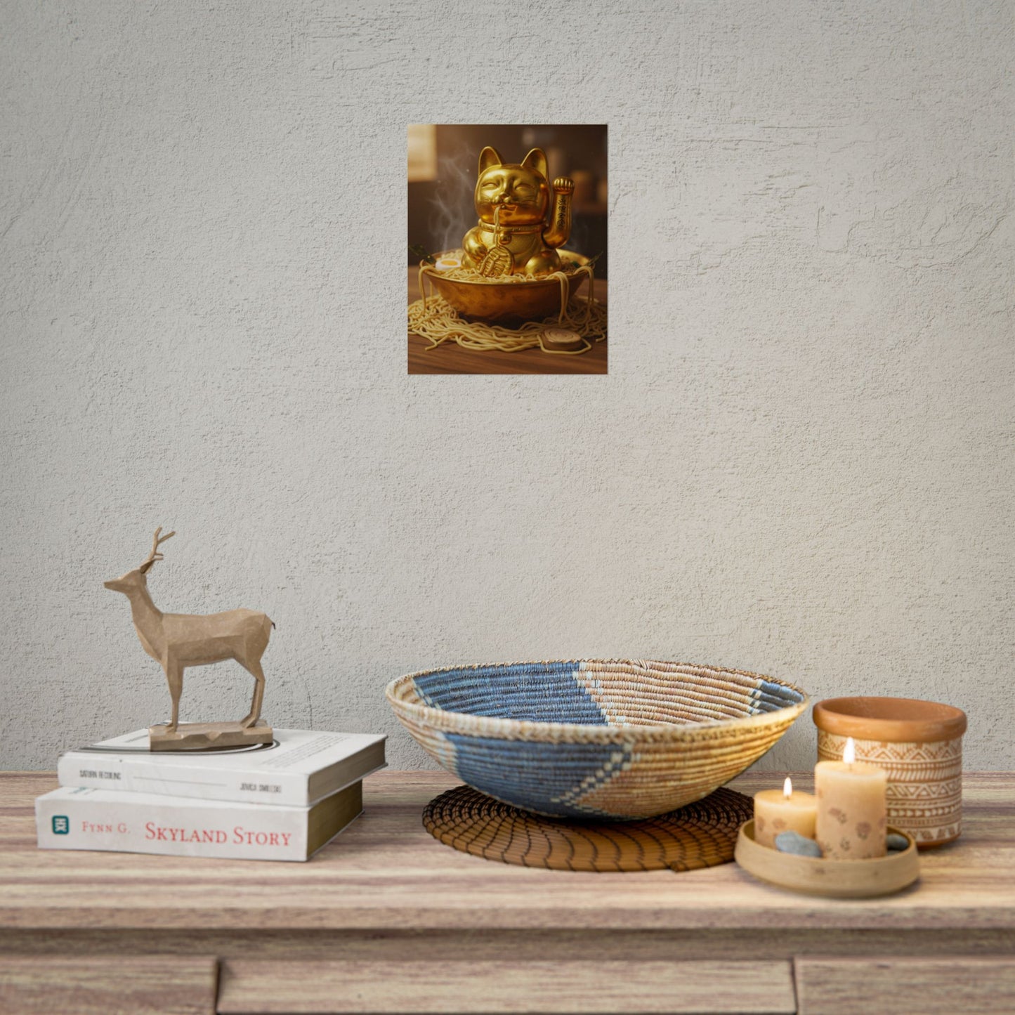 Golden cool noodles in mouth Poster - Fun Wall Art for Animal Lovers