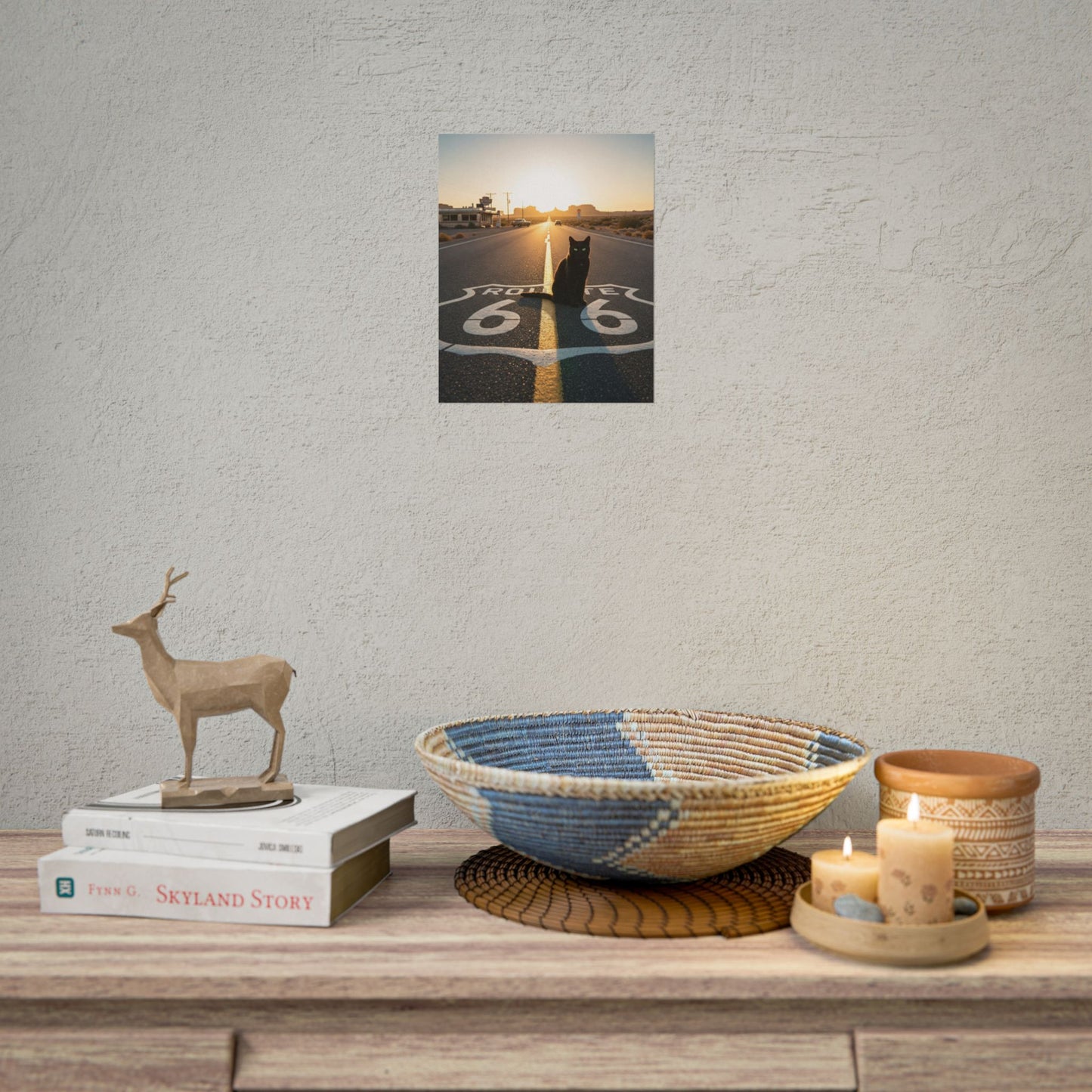 Poster Print - Cat Sunset and Highway Design