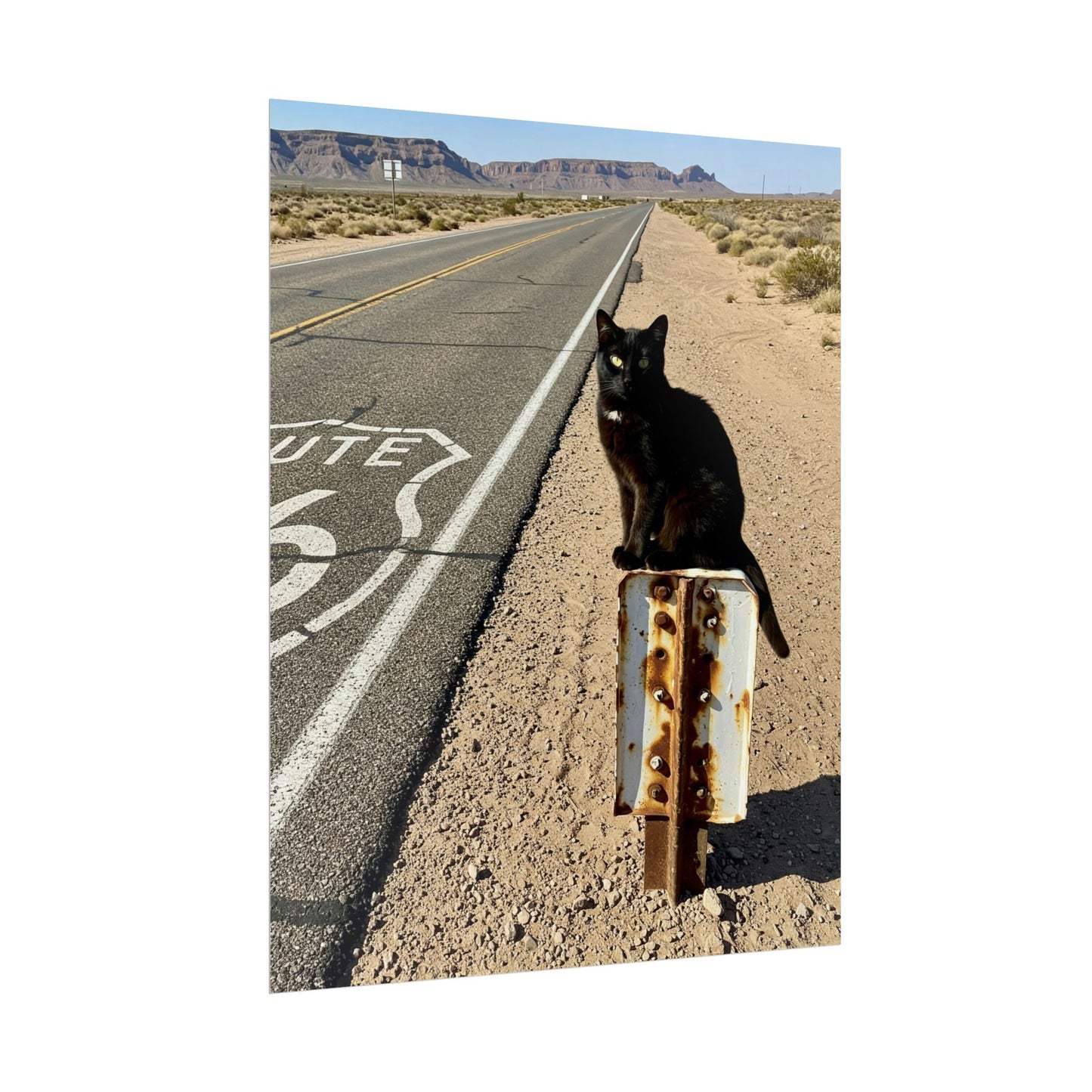 Cat on sign rusty Poster - Fun Wall Art for Animal Lovers