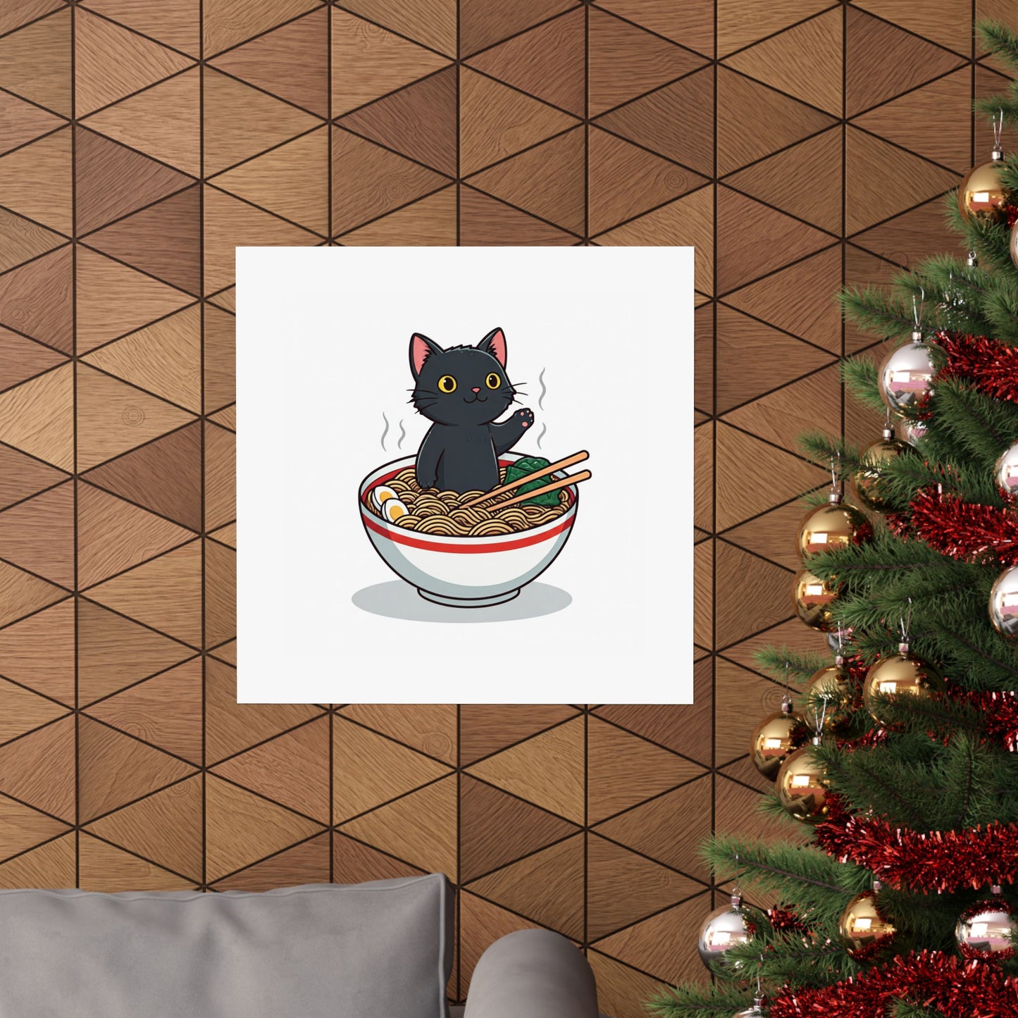 Cute Cat Noodle Poster - Matte Horizontal Wall Art