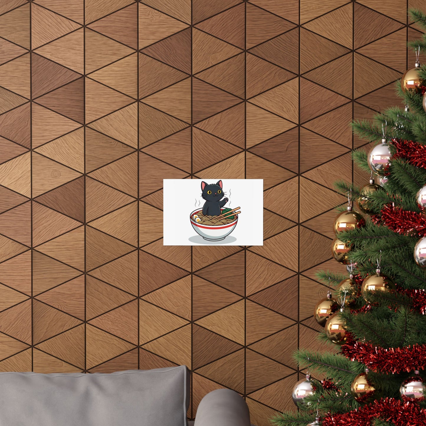 Cute Cat Noodle Poster - Matte Horizontal Wall Art