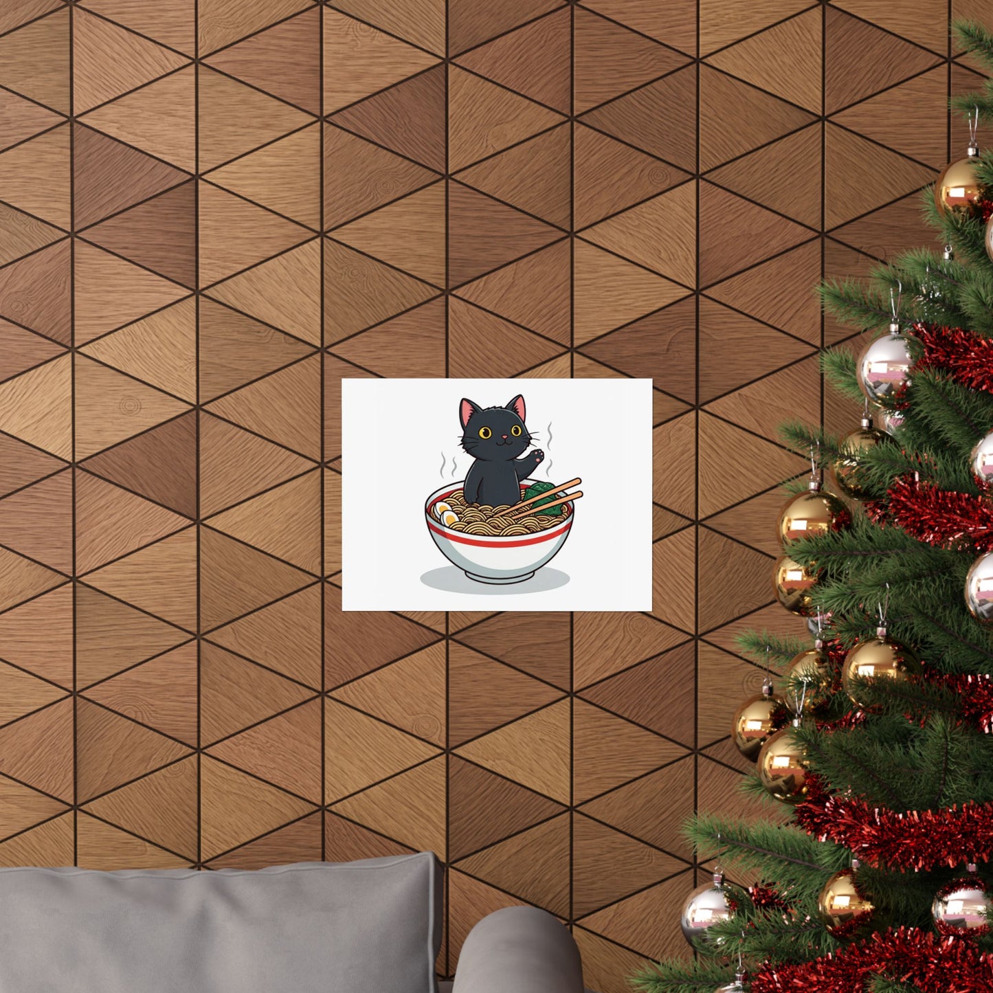 Cute Cat Noodle Poster - Matte Horizontal Wall Art