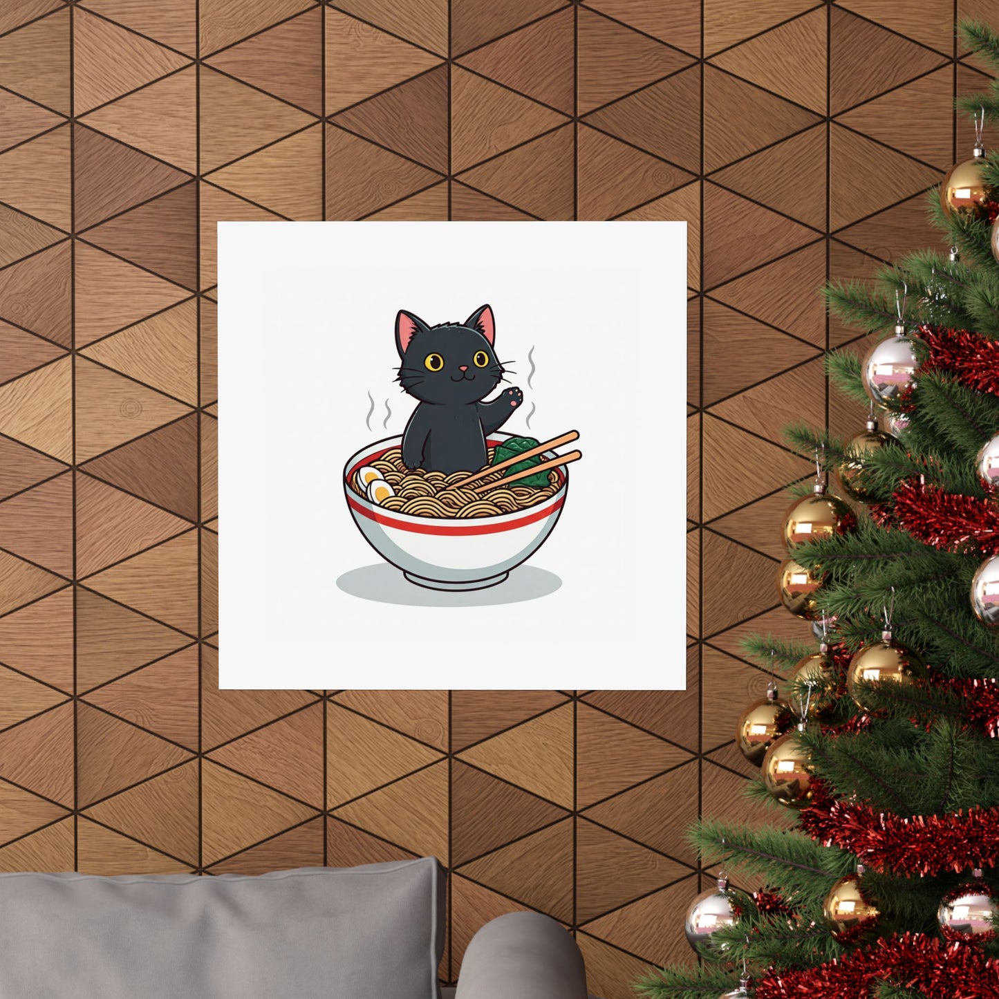 Cute Cat Noodle Poster - Matte Horizontal Wall Art
