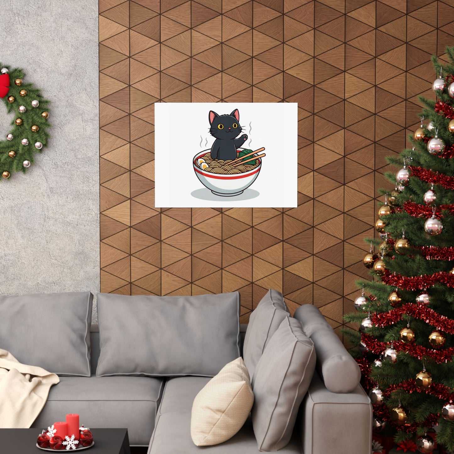 Cute Cat Noodle Poster - Matte Horizontal Wall Art