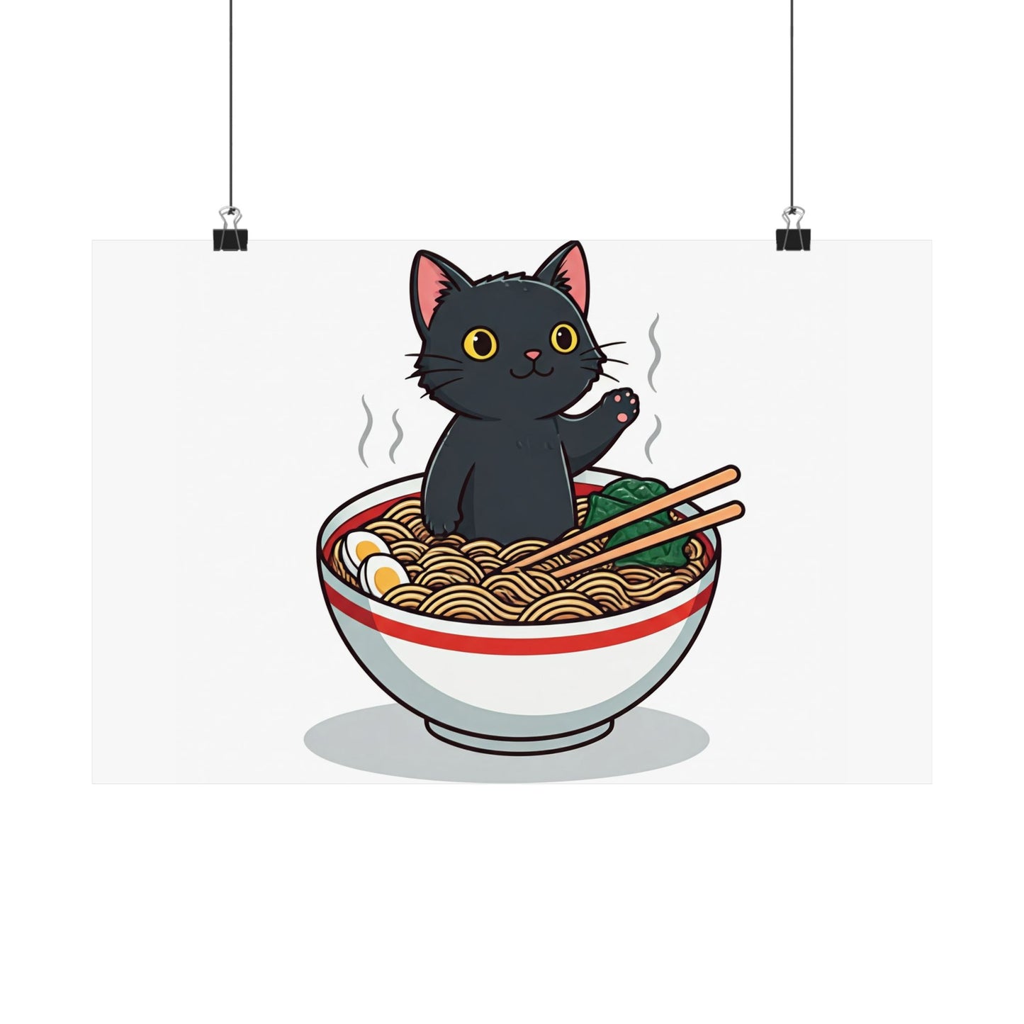 Cute Cat Noodle Poster - Matte Horizontal Wall Art