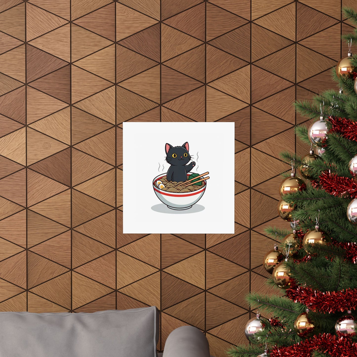 Cute Cat Noodle Poster - Matte Horizontal Wall Art