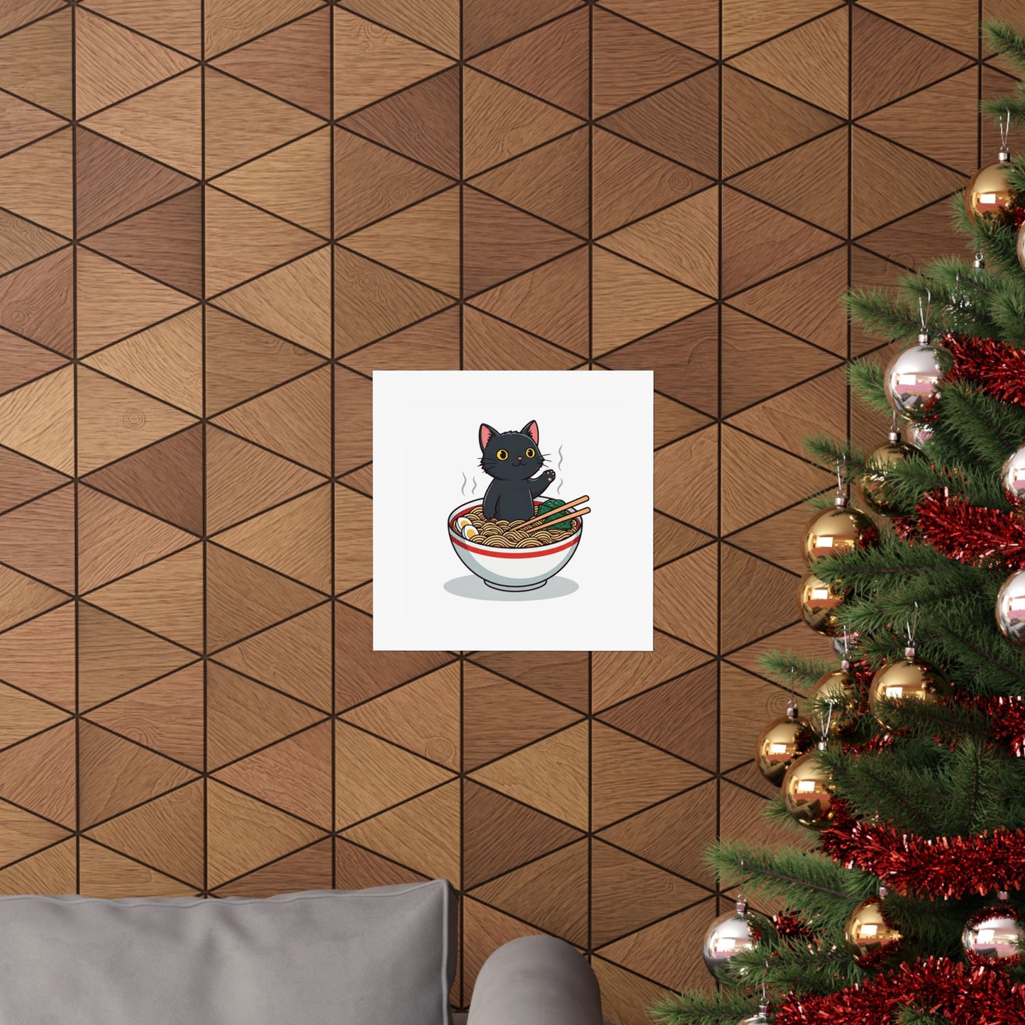 Cute Cat Noodle Poster - Matte Horizontal Wall Art