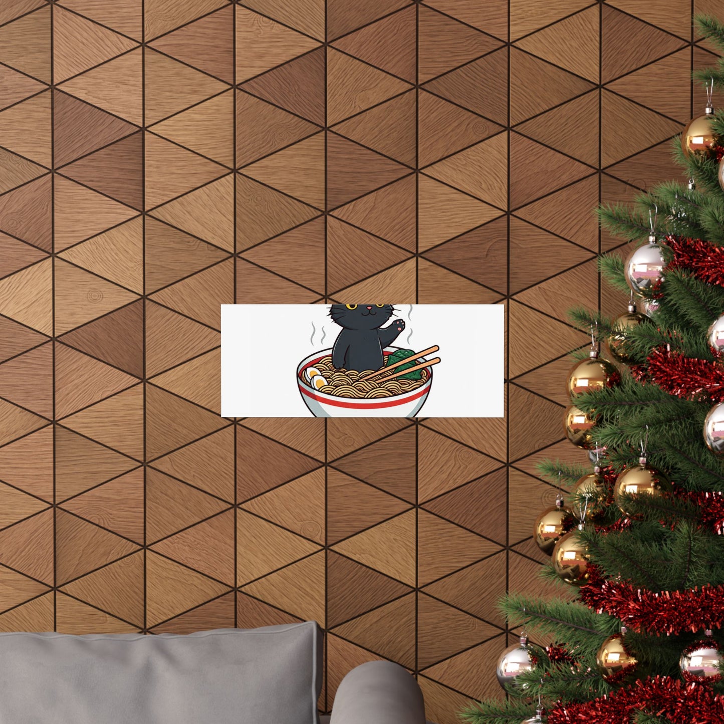 Cute Cat Noodle Poster - Matte Horizontal Wall Art