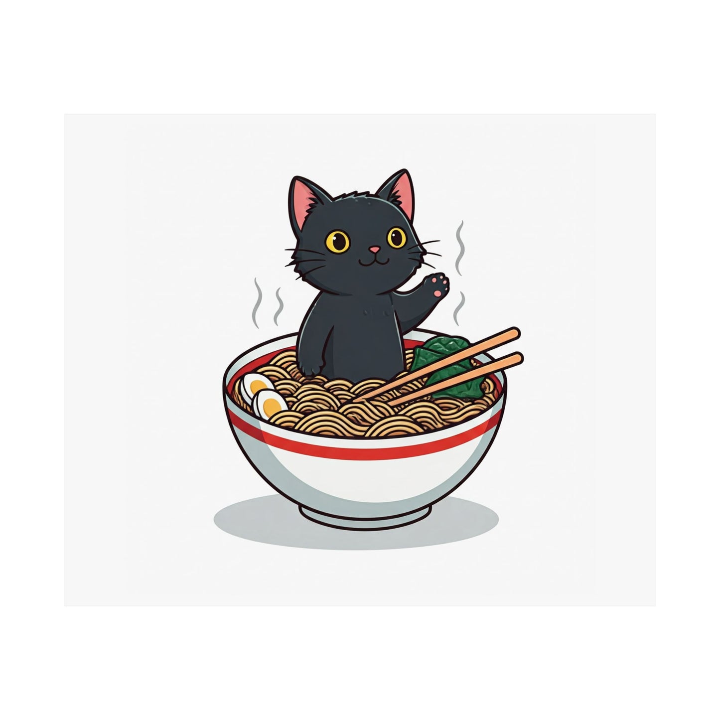 Cute Cat Noodle Poster - Matte Horizontal Wall Art