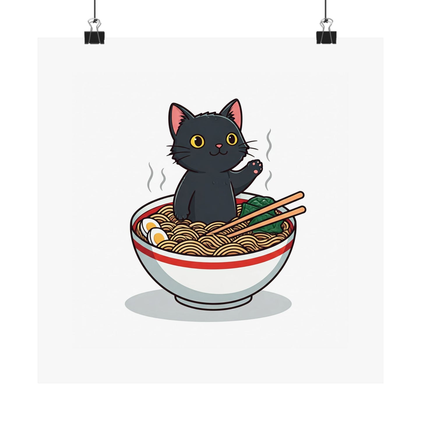 Cute Cat Noodle Poster - Matte Horizontal Wall Art