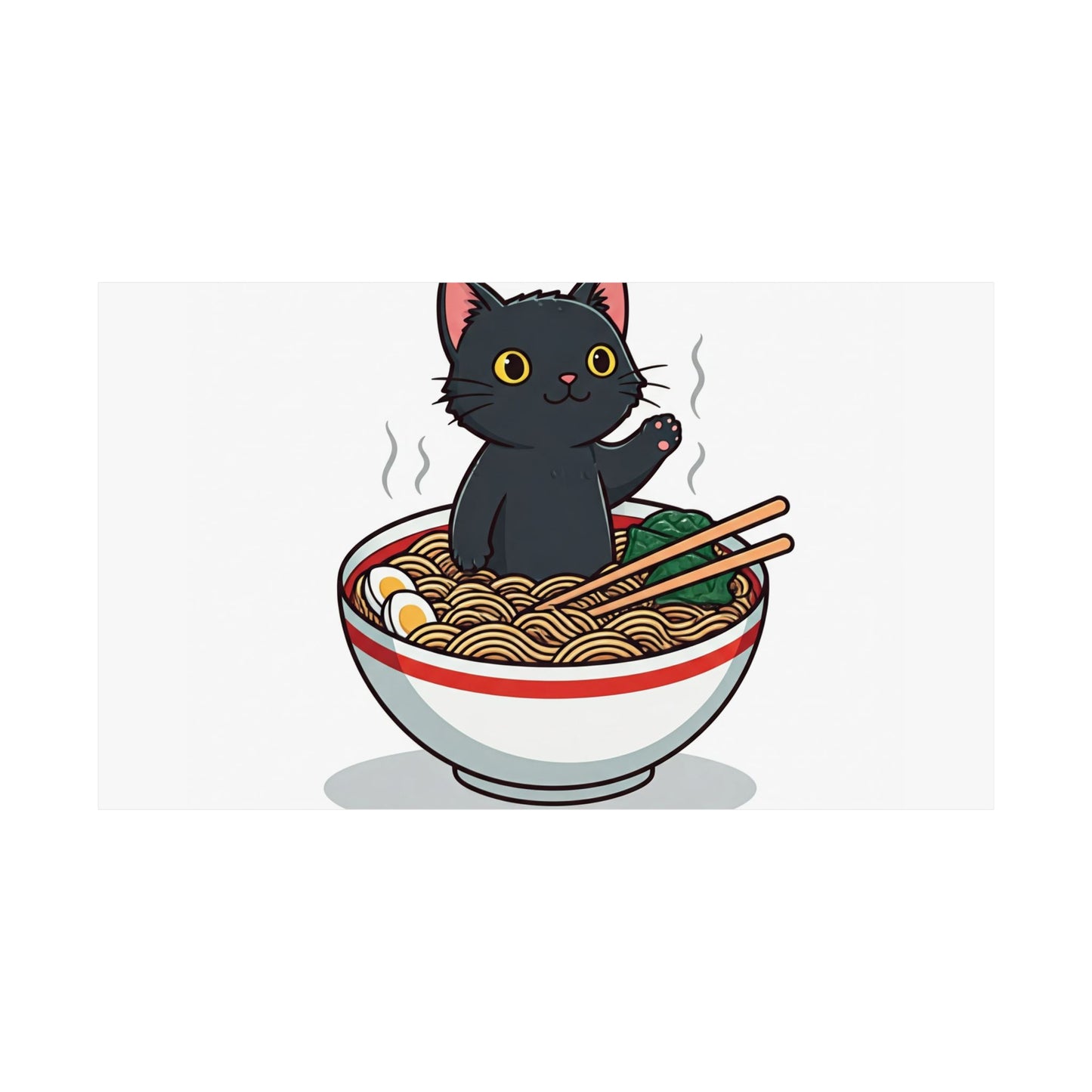 Cute Cat Noodle Poster - Matte Horizontal Wall Art