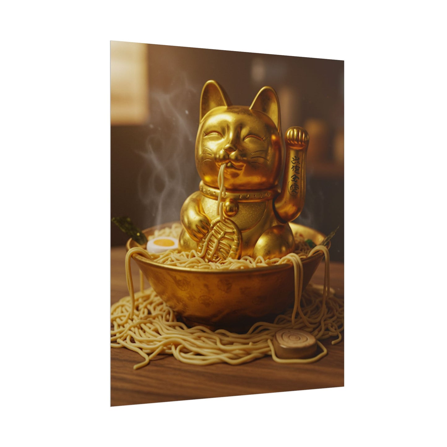 Golden cool noodles in mouth Poster - Fun Wall Art for Animal Lovers