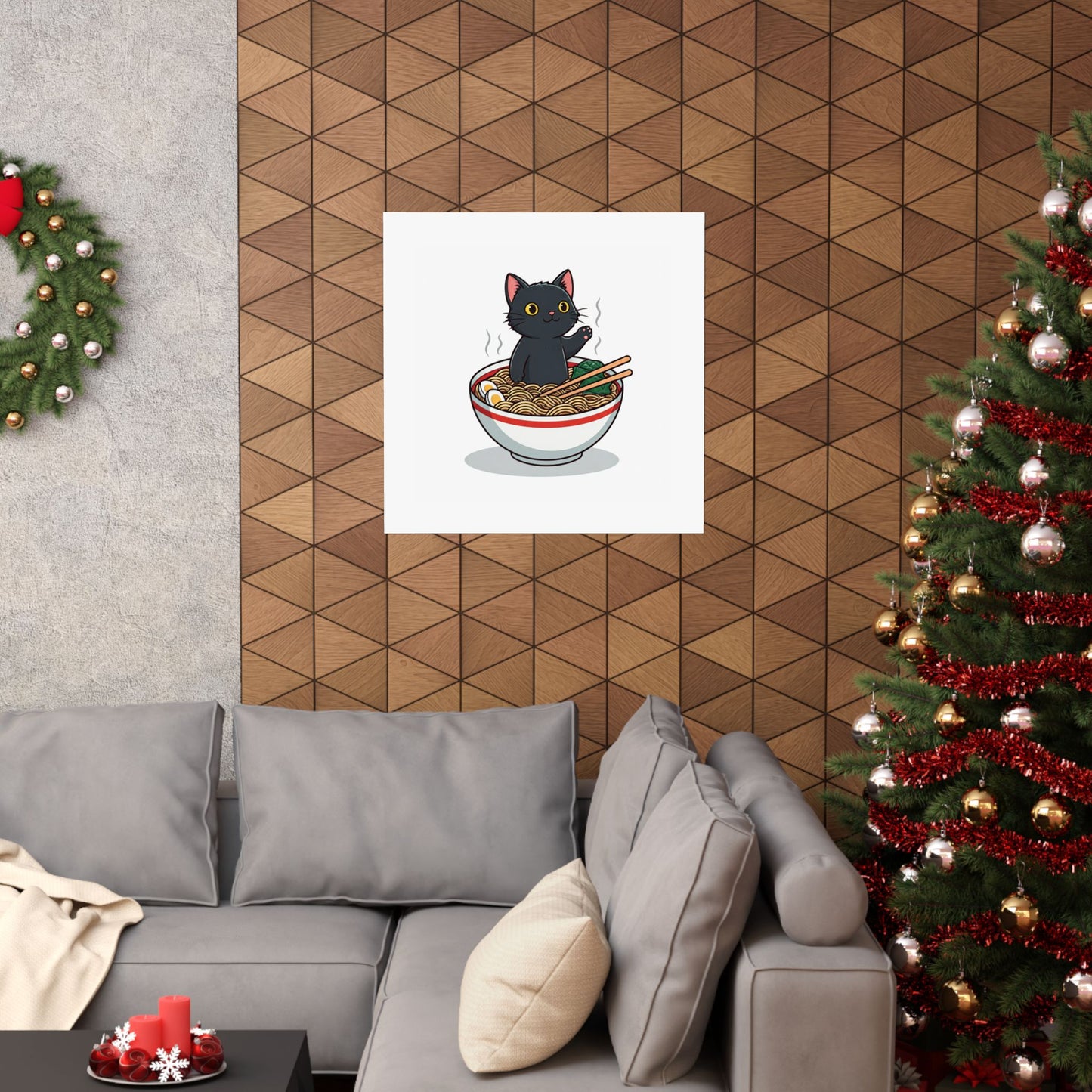 Cute Cat Noodle Poster - Matte Horizontal Wall Art