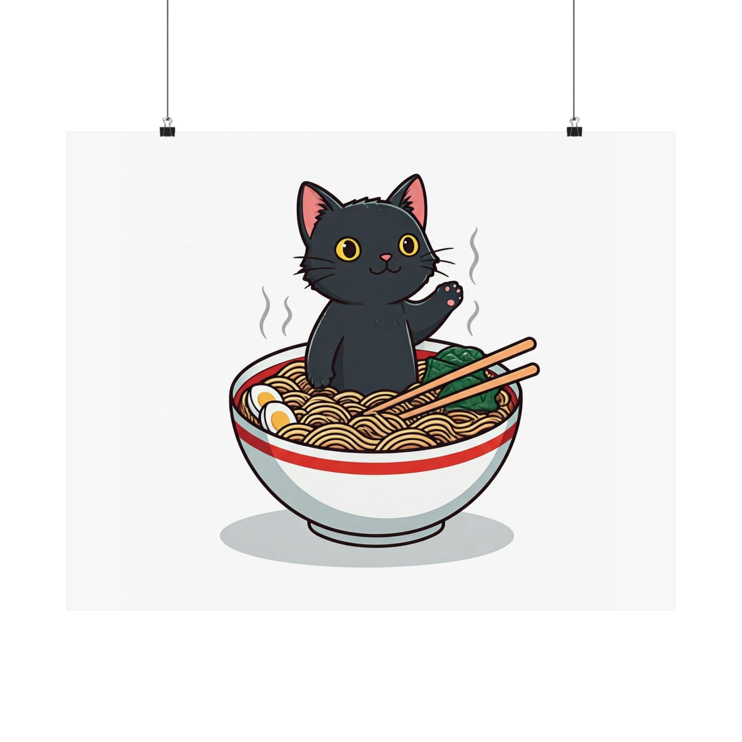 Cute Cat Noodle Poster - Matte Horizontal Wall Art