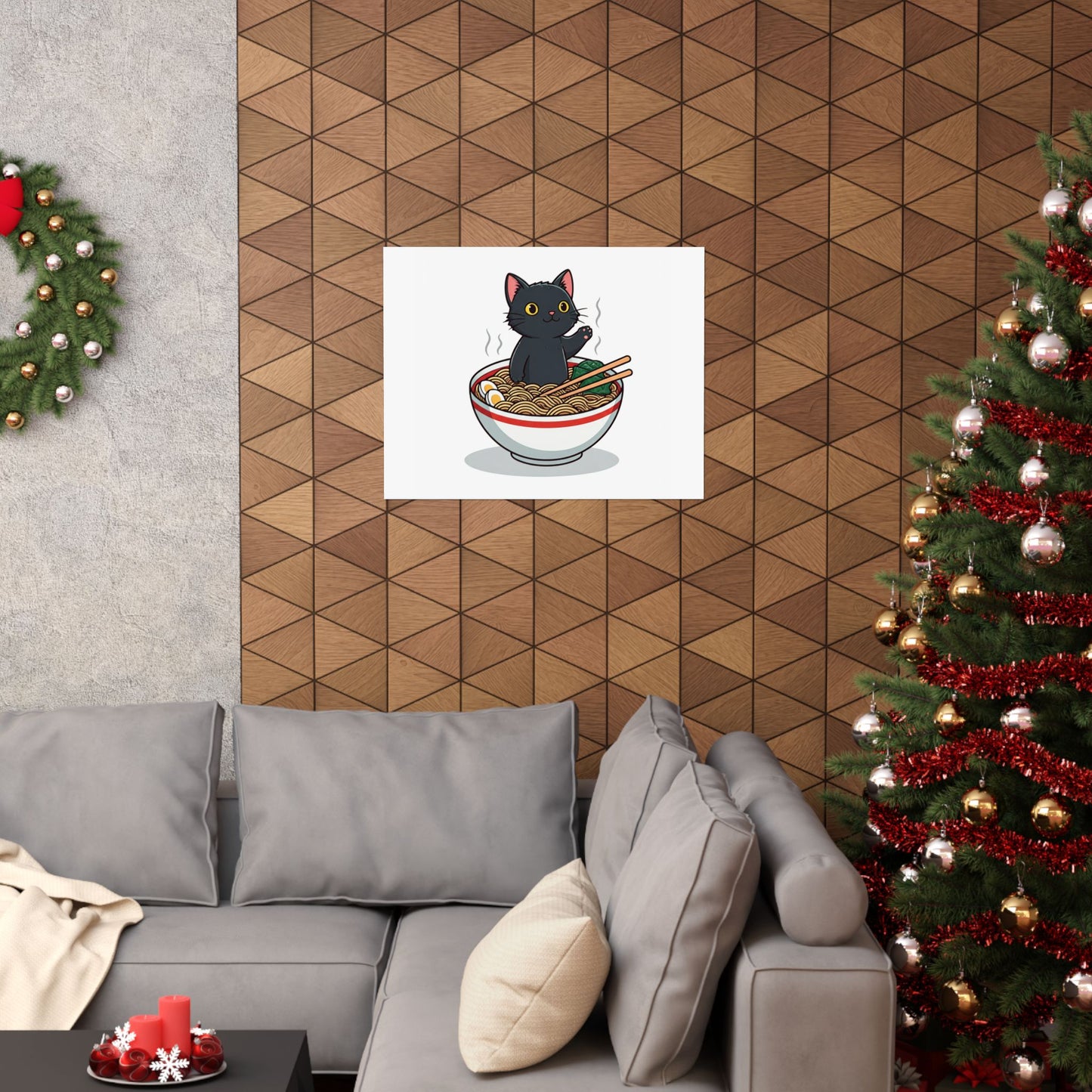 Cute Cat Noodle Poster - Matte Horizontal Wall Art